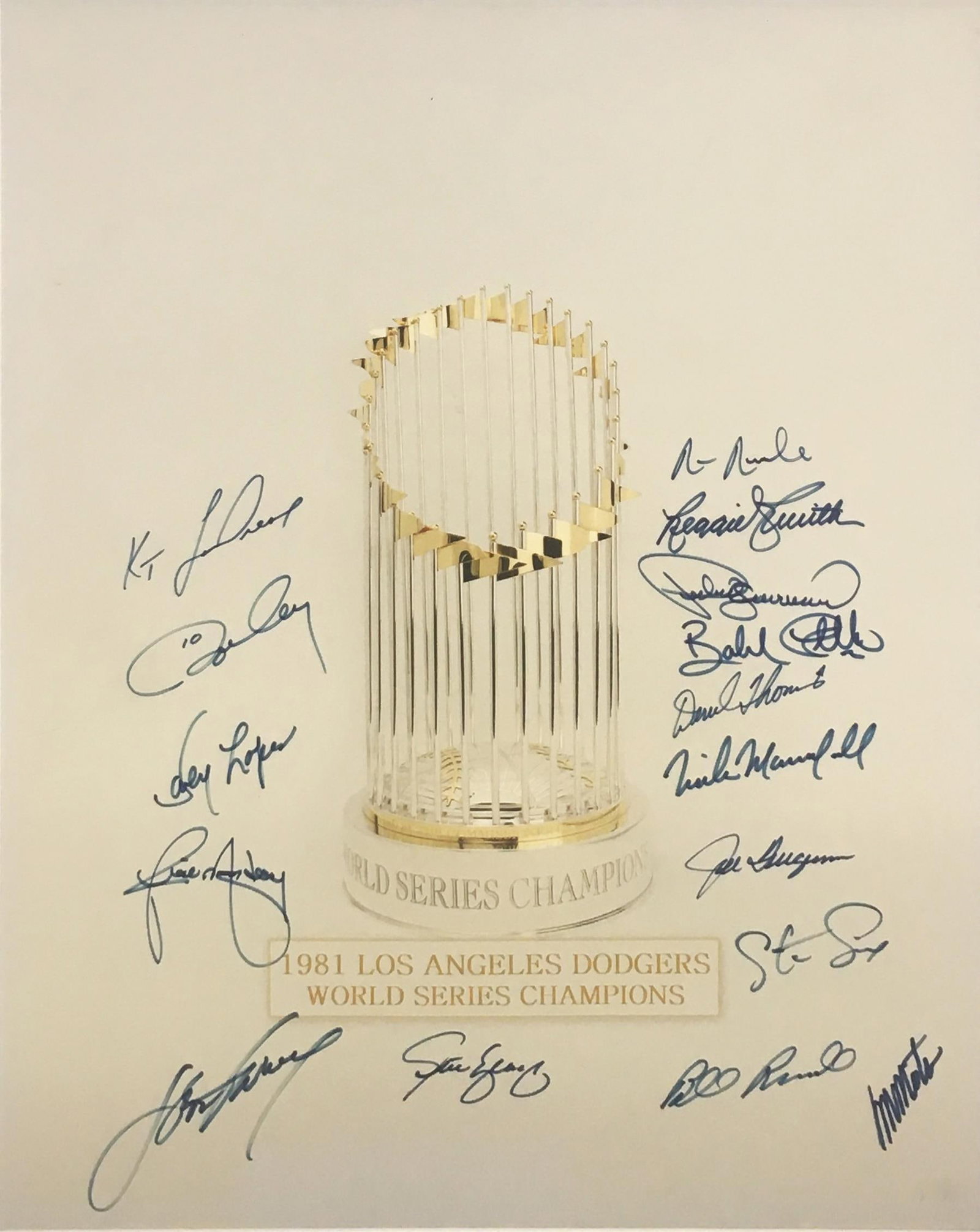The Dodgers - Autographed World Series Champions Poster: Artist: The Dodgers Title: Autographed World Series Champions Poster Year: 1981 Dimensions: 24in. by 20in. Edition: From the Rare Limited Edition Medium: Marker on Poster Condition: Excellent