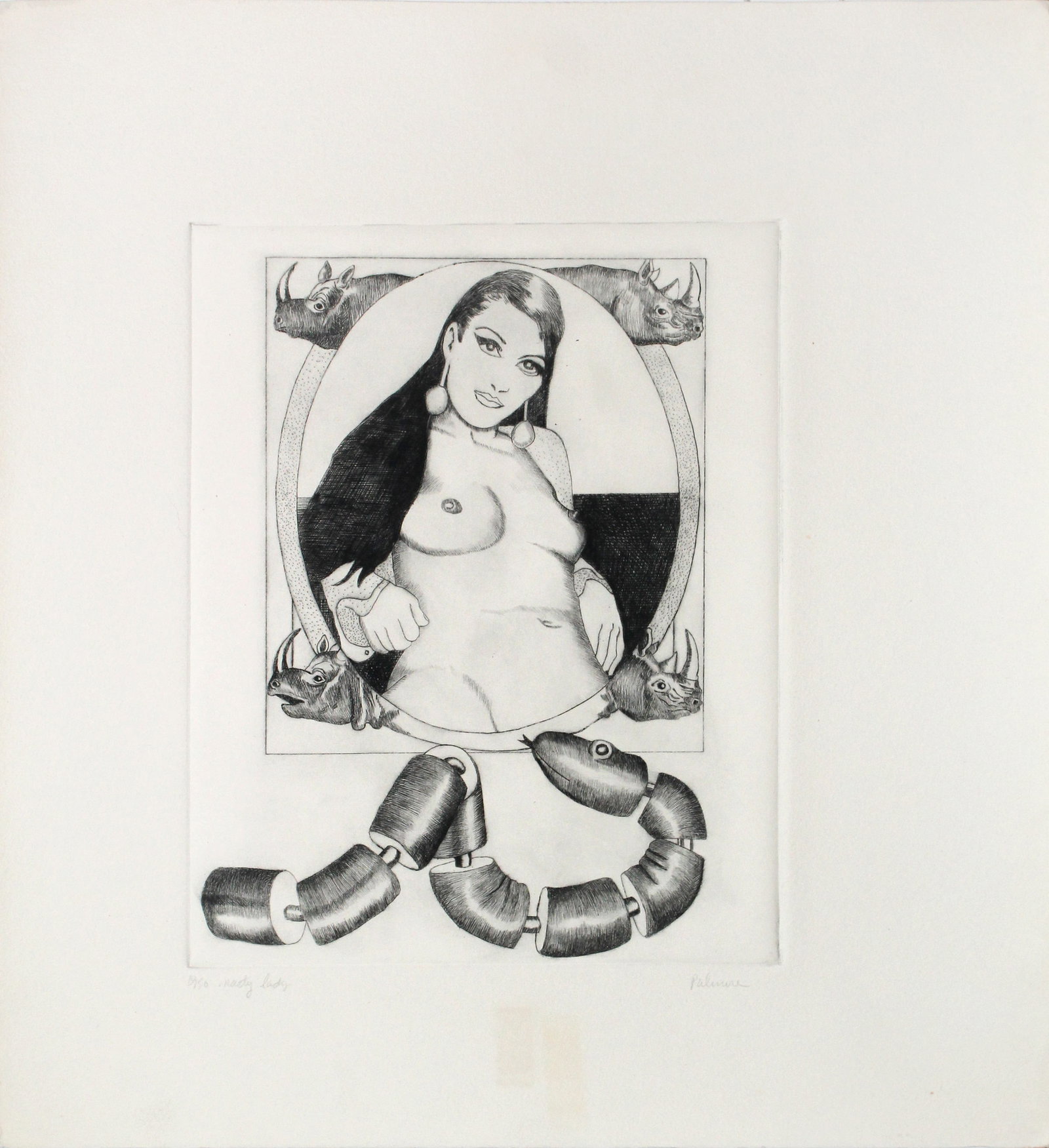 Tom Palmore - Nasty Lady: Artist: Tom Palmore Title: Nasty Lady Dimensions: 14 1/8in. by 15 1/4in. Edition: From the limited edition of 150 Medium: Original etching on paper Signature Details: Hand signed numbered and titled