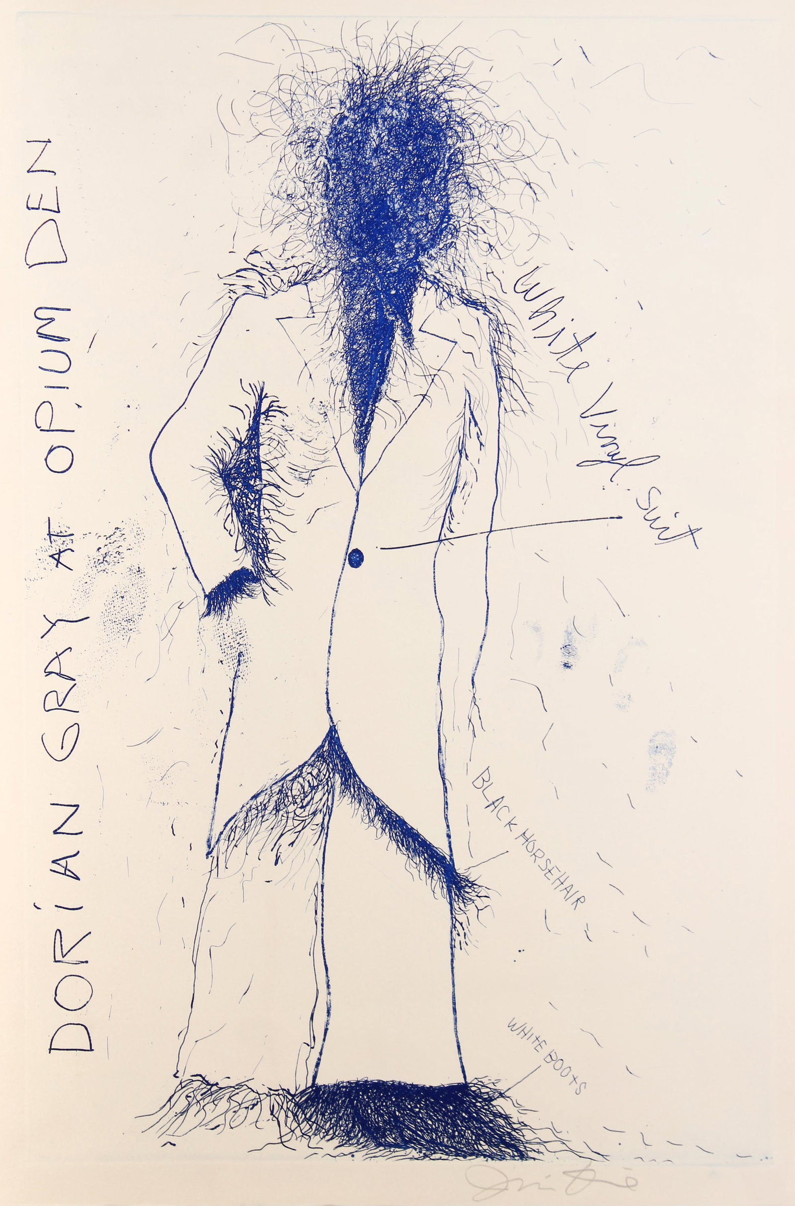 Jim Dine - Dorian Gray at Opium Den: Artist: Jim Dine Title: Dorian Gray at Opium Den Year: 1968 Dimensions: 18in. by 12.75in. Edition: Numbered from the limited edition of 200 Publisher: Petersburg Press London Suite: The Picture of