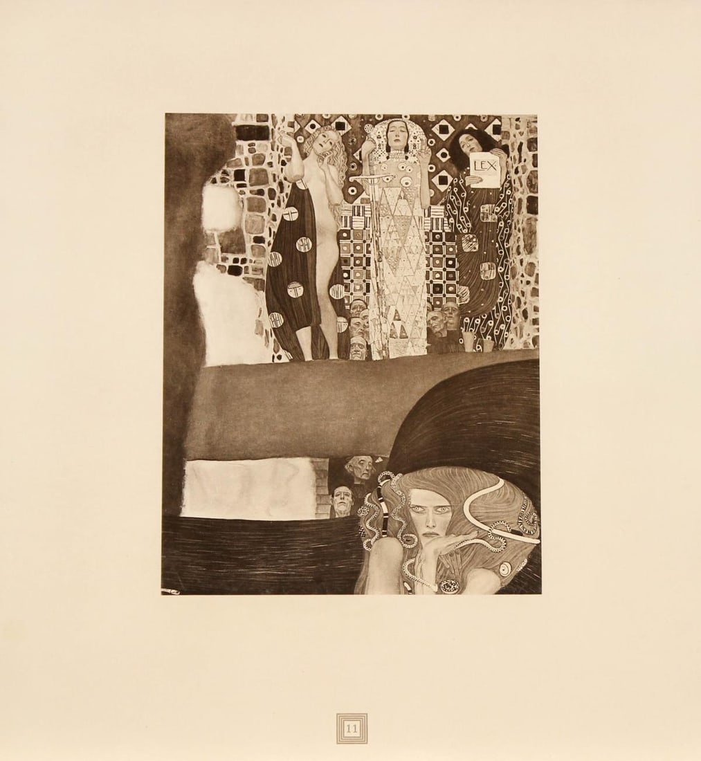 Gustav Klimt (After) - Jurisprudenz: Artist: Gustav Klimt (After) Title: Jurisprudenz Year: 1931 Dimensions: 19in. by 18in. Edition: From the limited edition of 500 Publisher: Austrian State Printing Office Vienna Austria Suite: