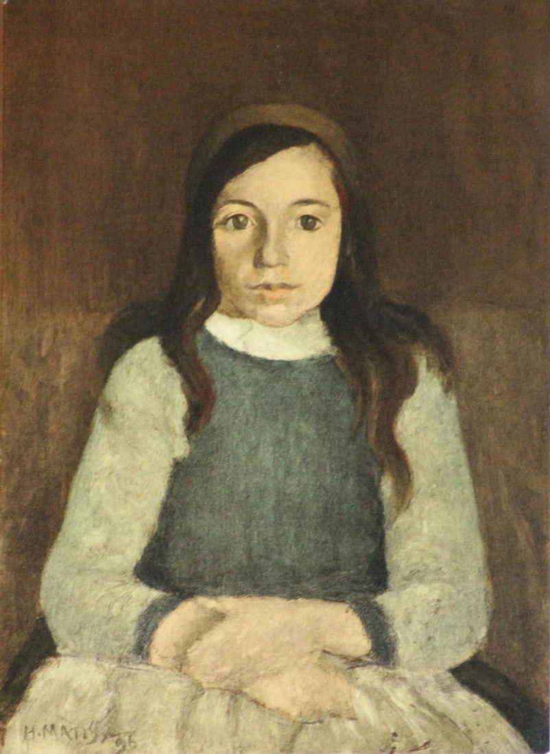 Henri Matisse (After) - Girl: Artist: Henri Matisse (After) Title: Girl Year: 1954 Dimensions: 7 13/16in. by 6 7/16in. Edition: From the rare limited edition Suite: Portraits Medium: Original offset lithograph on paper Condition: