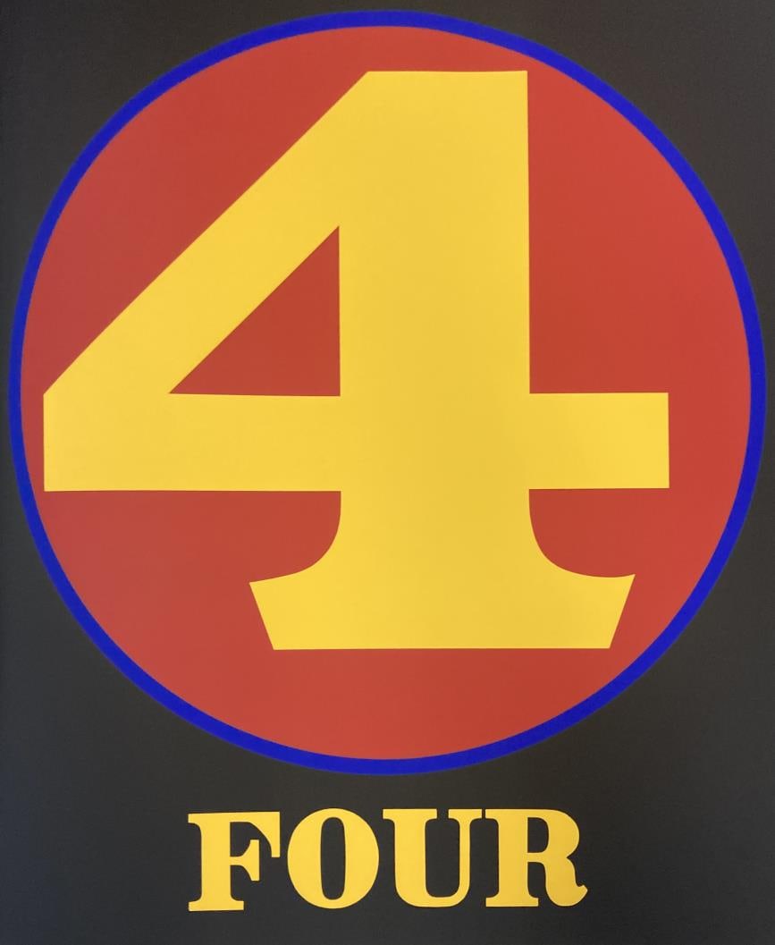 Robert Indiana - Number Four: Artist: Robert Indiana Title: Number Four Year: 1968 Dimensions: 24.5in. by 19.5in. Edition: From the limited edition of 275 Publisher: Edition Domberger Stuttgart Suite: Robert Creeley: Numbers