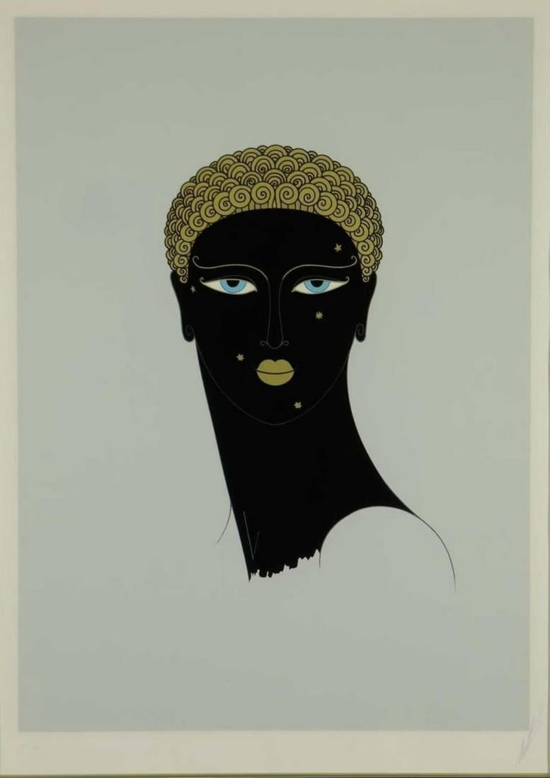 Erte - Queen of Sheba: Artist: Erte Title: Queen of Sheba Year: 1980 Dimensions: 29 3/4in. by 22in. Edition: From the rare limited edition of 300 Publisher: Circle Fine Art Corporation Medium: Original serigraph on paper