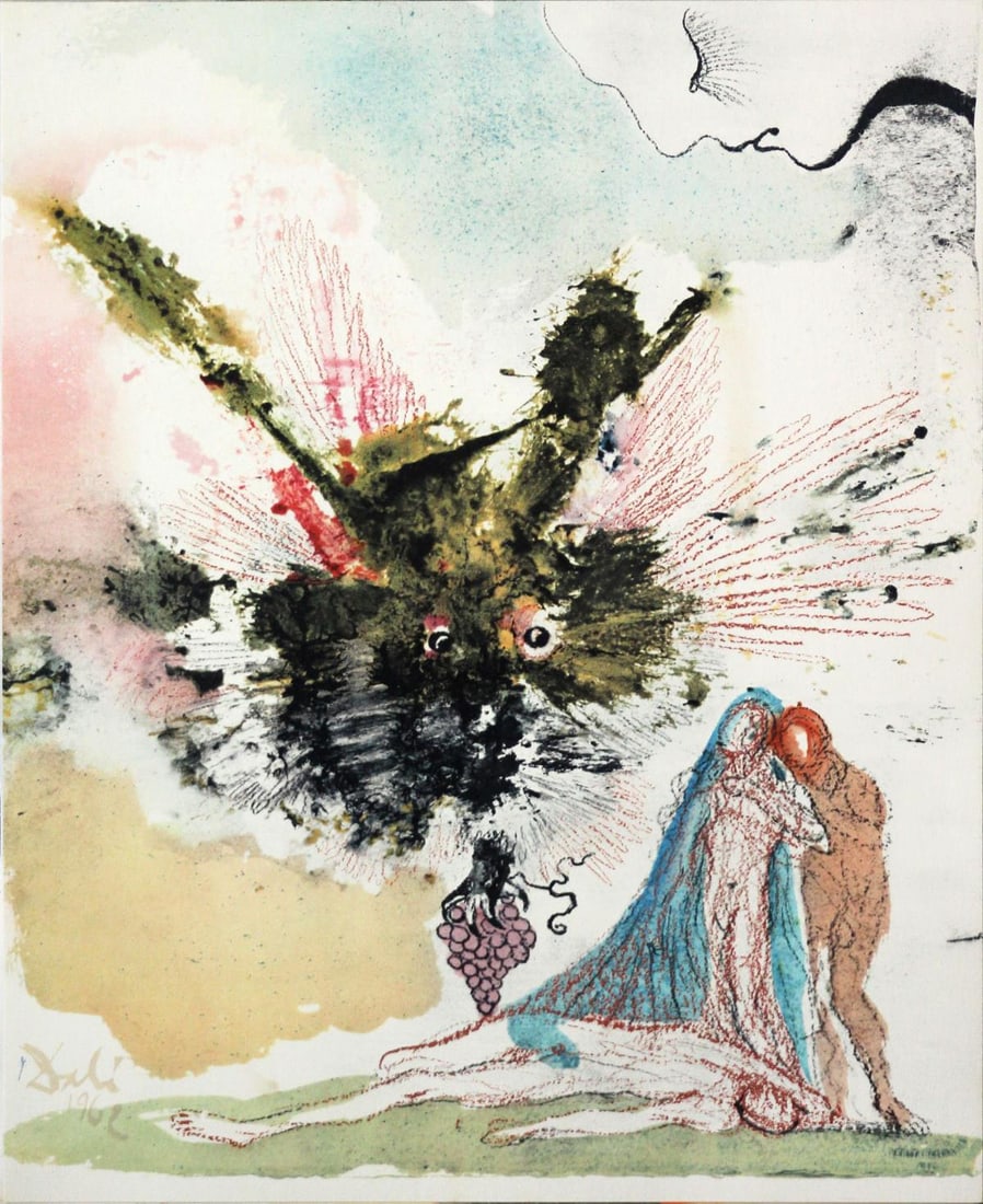 Salvador Dali - Noah Who Planted the First Vineyard: Artist: Salvador Dali Title: Noah Who Planted the First Vineyard Year: 1967 Dimensions: 19in. by 13.75in. Edition: From the rare limited edition Suite: Biblia Sacra