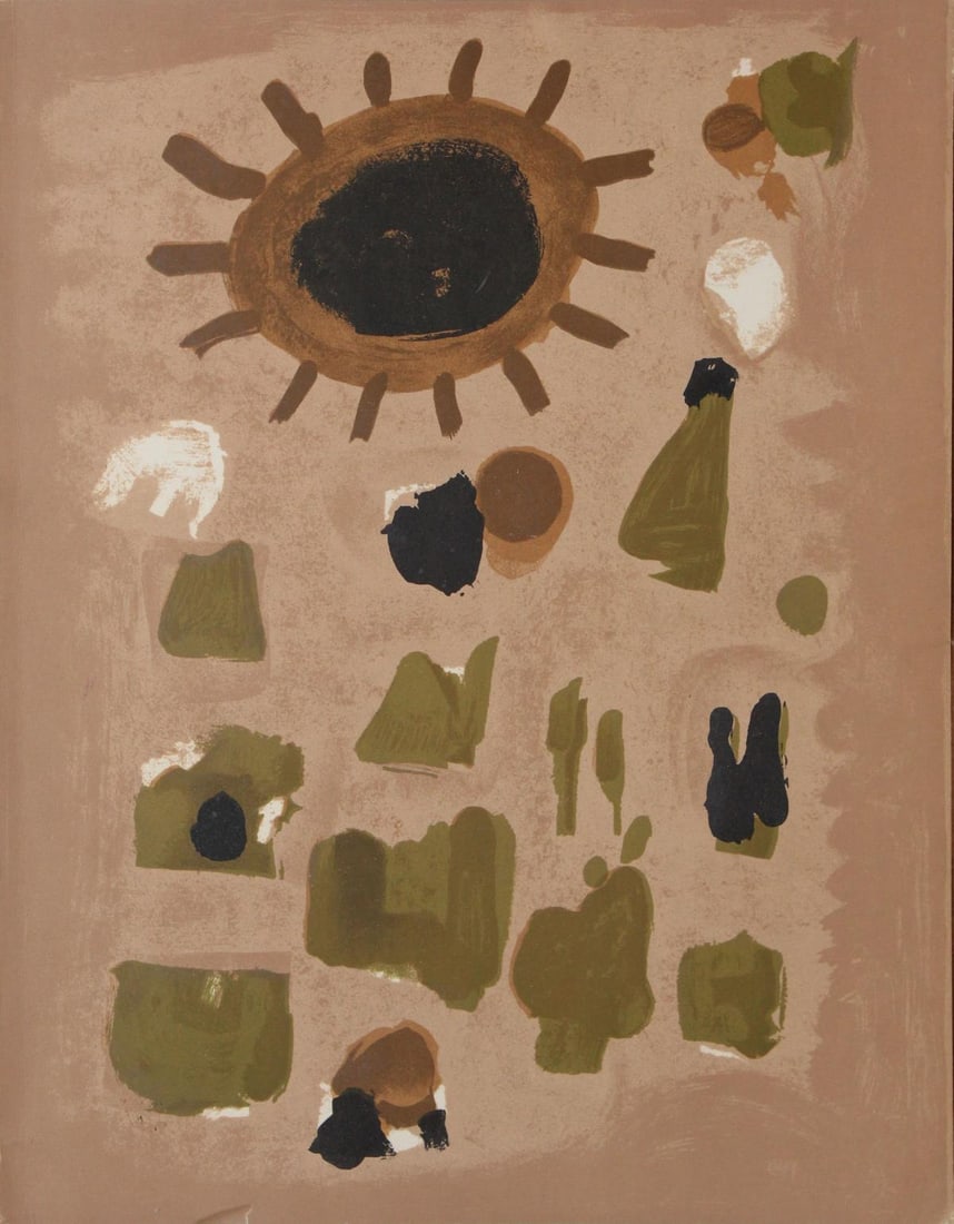 Roger Bissiere - Abstraction: Artist: Roger Bissiere Title: Untitled Year: 1964 Dimensions: 12 1/2in. by 9 3/8in. Edition: From the rare limited edition Publisher: San Lazzaro Paris Medium: Lithograph on paper Signature Details: