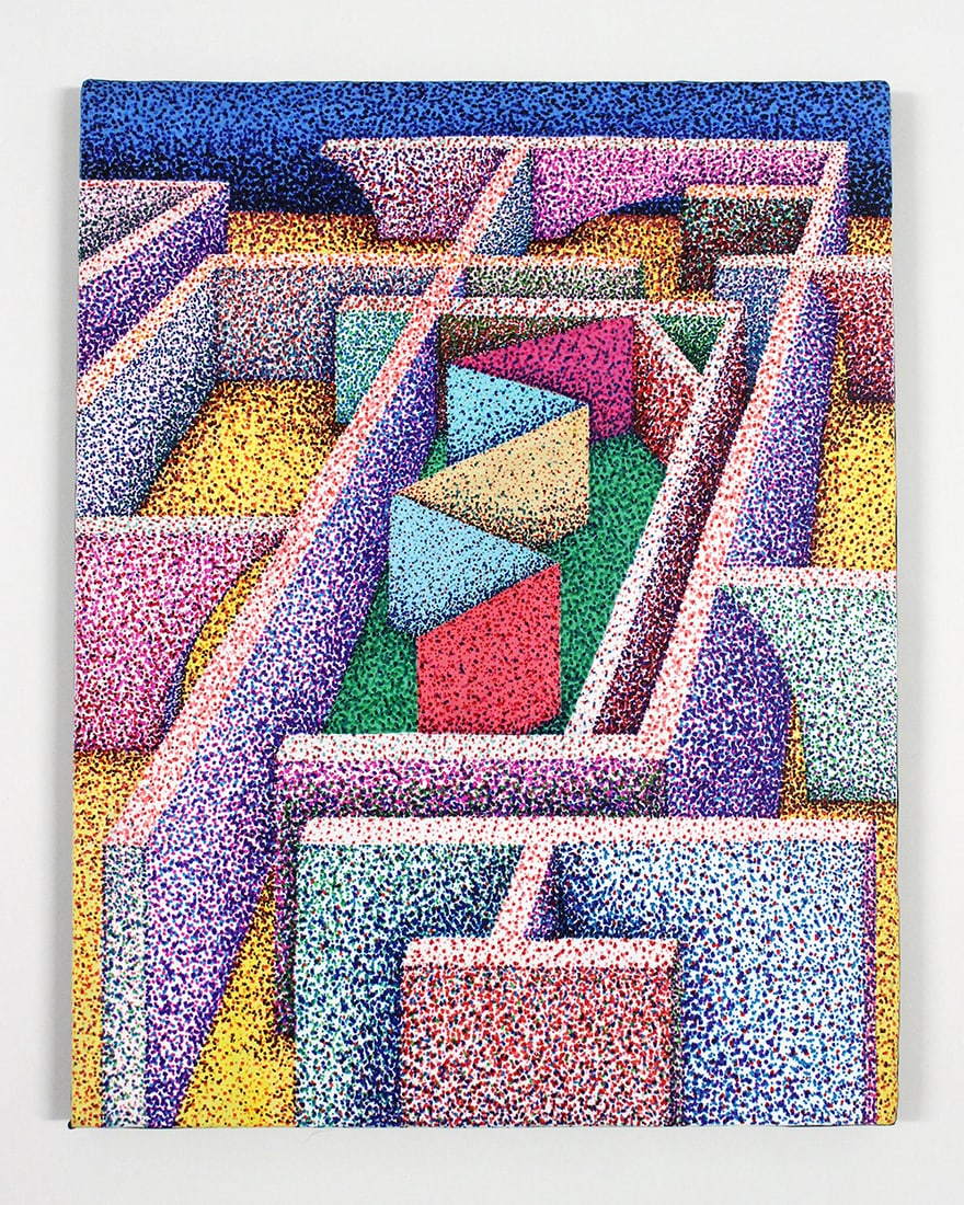 Mark Rice - Easy Maze 24: Artist: Mark Rice Title: Easy Maze 24 Year: 2020 Dimensions: 11in. x 14in. Edition: Unique Original One of a Kind Artwork Medium: Acrylic with spray paint