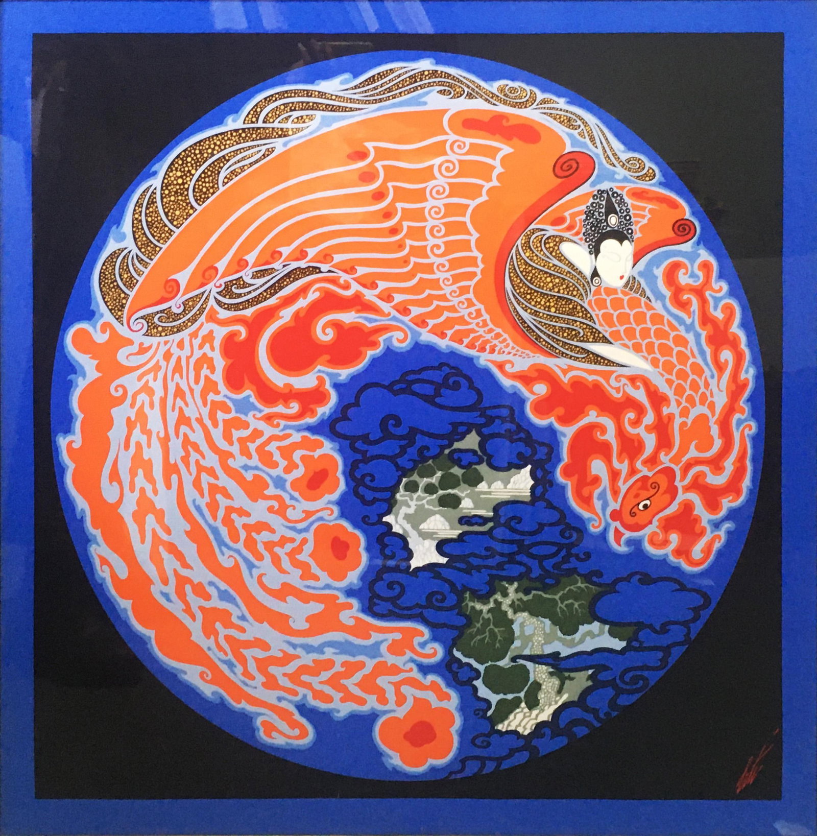 Erte - Dream Voyage (Silk Scarf): Artist: Erte Title: Dream Voyage (Silk Scarf) Dimensions: 32 1/2in. by 32 1/2in. Edition: From the Rare Limited Edition Medium: Print on Silk Scarf Condition: E