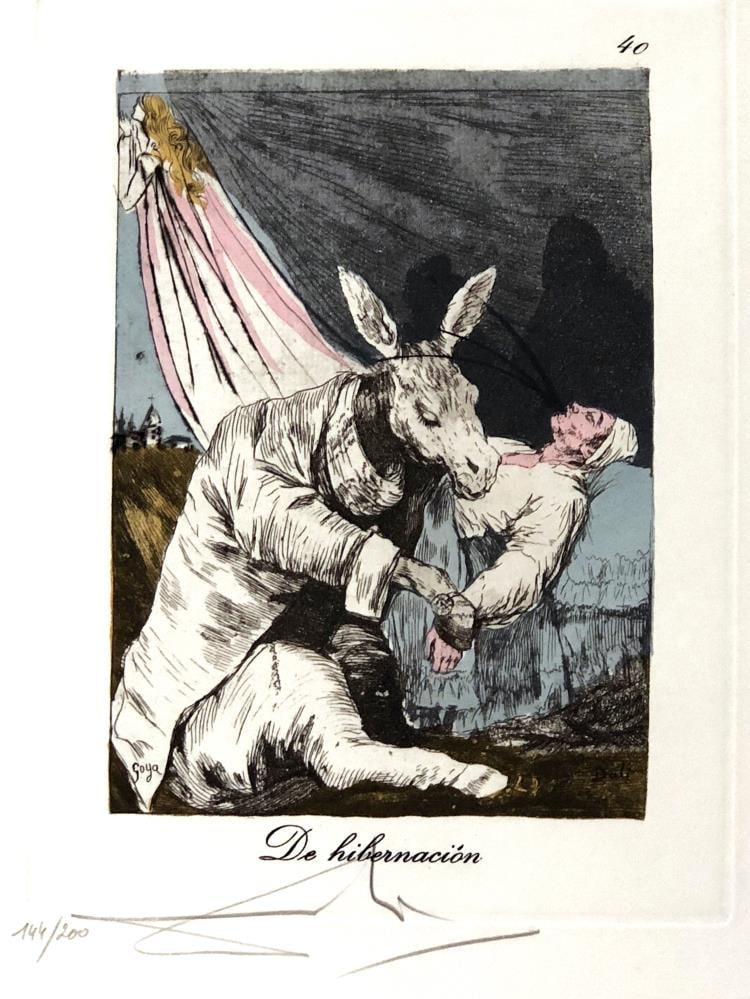 Salvador Dali - De Hibernacion: Artist: Salvador Dali Title: De Hibernacion Year: 1977 Dimensions: 17.75in. by 12.25in. Edition: From the limited edition of 200 Publisher: Fernand Hazan Editeur Suite: Les Caprices de Goya Medium: