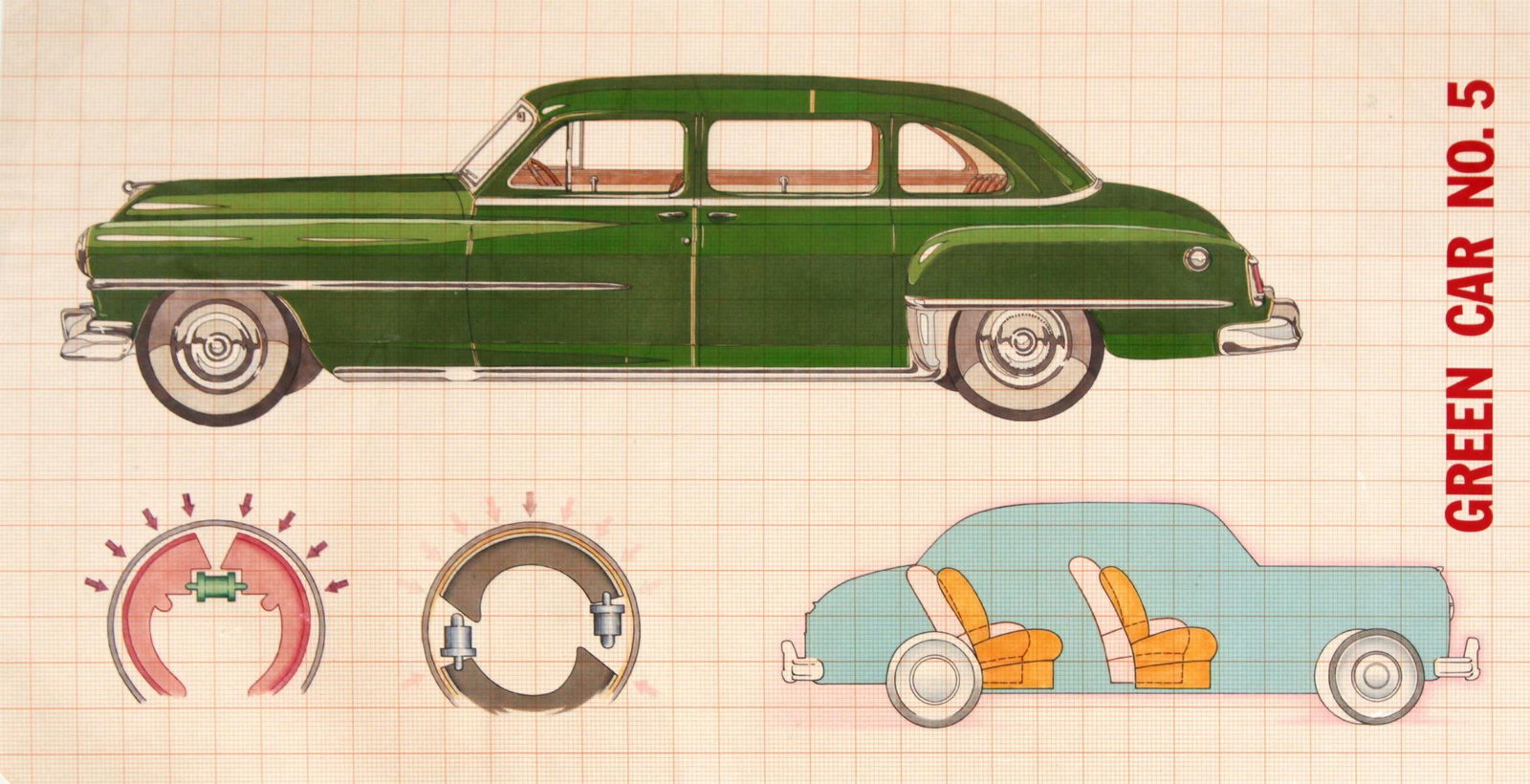 Unknown Artist - Green Car No. 5: Artist: Unknown Artist Title: Green Car No. 5 Dimensions: in. by in. Edition: From the rare limited edition Medium: Original lithograph on paper Condition: Excellent Comes with Letter of Authenticity