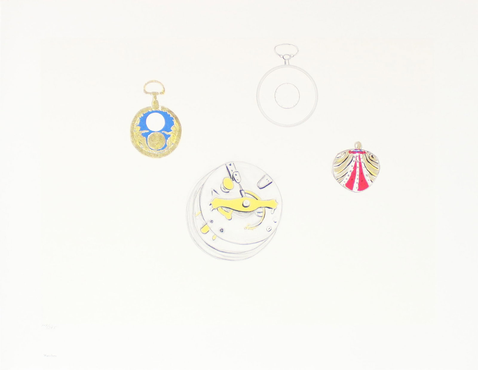 Donald Sultan - Watches: Artist: Donald Sultan Title: Watches Year: 1999 Dimensions: 17in. by 22in. Edition: From the Rare Limited Edition of 395 Publisher: MFA Contemporary Atelier Suite: Bar Mitzvah Medium: Screenprint