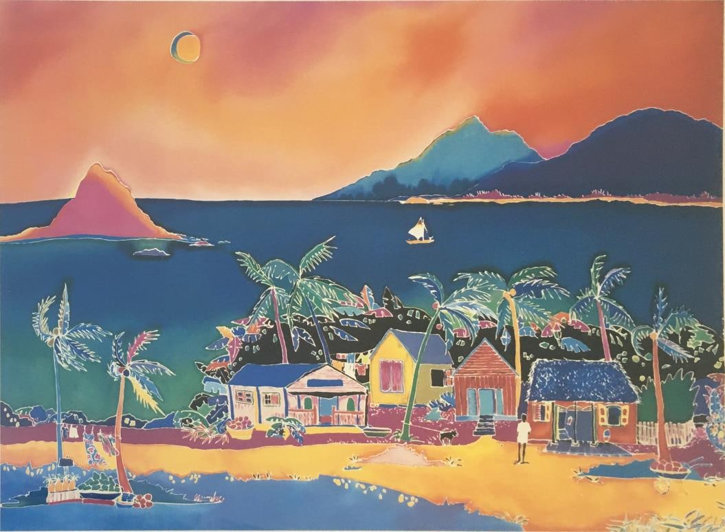 Jennifer Markes - Coconut Bay: Artist: Jennifer Markes Title: Coconut Bay Year: c. 1990 Dimensions: 21 1/8in. by 29in. Edition: From the Rare Limited Edition Publisher: Empire Art Productions Medium: Offset Lithograph Poster