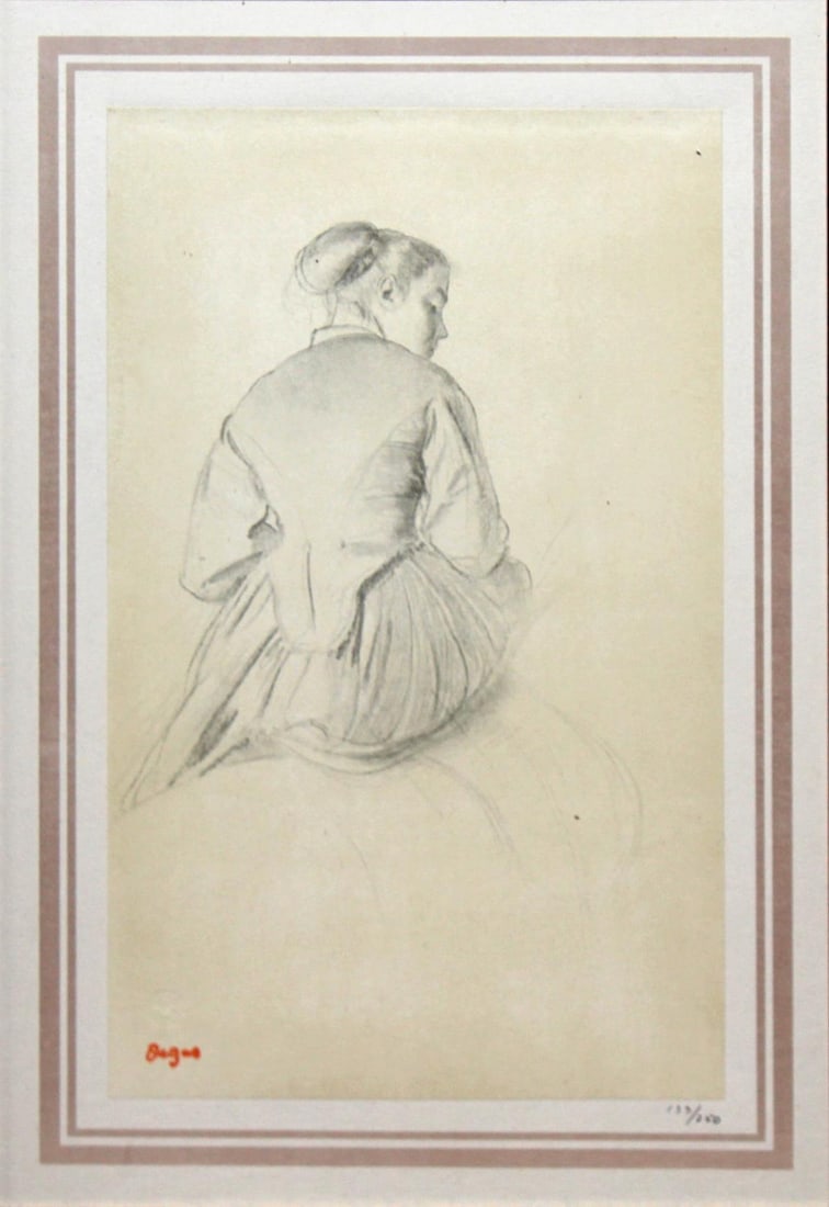 Edgar Degas - Portrait of a Young Woman: Artist: Edgar Degas Title: Portrait of a Young Woman Dimensions: 11.5in. by 7.25in. Edition: From the rare limited edition Medium: Original lithograph on paper Condition: Excellent Signature Details: