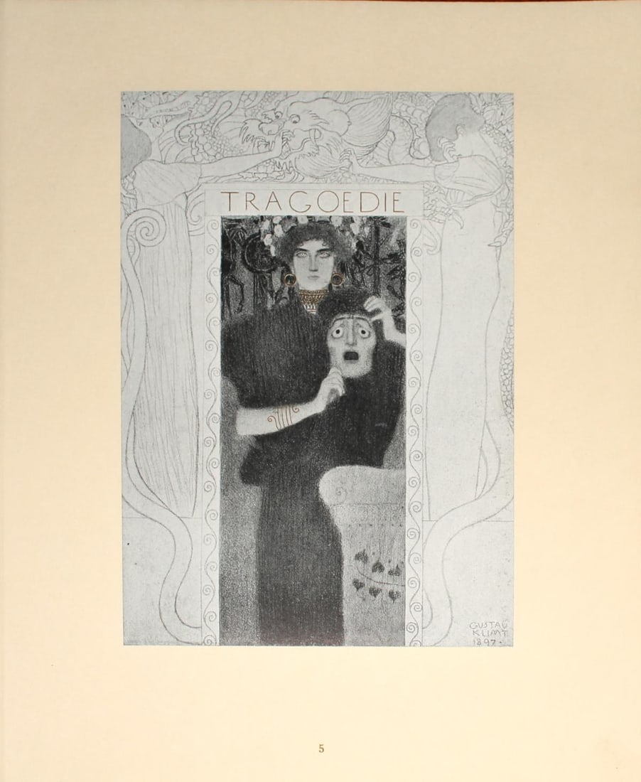 Gustav Klimt (After) - Die Trag: Artist: Gustav Klimt (After) Title: Die Trag Year: 1920 Dimensions: 11.5in. by 9.5in. Edition: 137 from the rare limited edition of 500 Publisher: sterreichische Staatsdruckerei Suite: Gustav Klimt