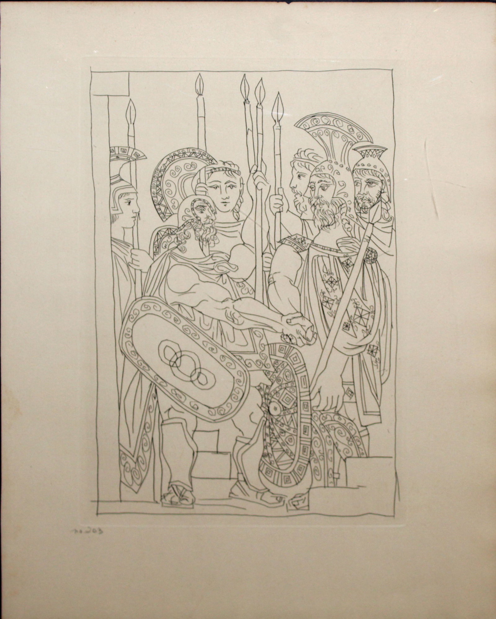 Pablo Picasso - From "Lysistrata": Artist: Pablo Picasso Title: Untited from "Lysistrata" Year: 1934 Dimensions: 14.5in. by 11in. Edition: No. 203 from the rare limited edition Publisher: The Limited Editions Club NY 1934 Suite:
