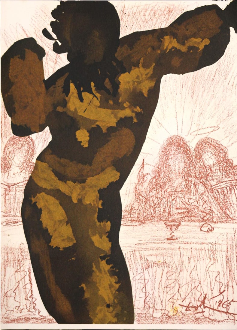 Salvador Dali - And After the Morsel Satan Entered Into: Artist: Salvador Dali Title: And After the Morsel Satan Entered Into Him Year: 1967 Dimensions: 19in. by 13.75in. Edition: From the rare limited edition Suite: Biblia Sacra Medium: Original