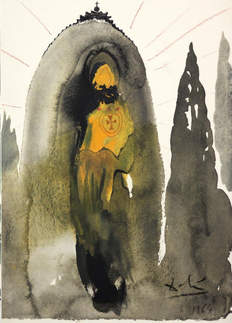 Salvador Dali - Who Will Go Up the Mountain of the Lord: Artist: Salvador Dali Title: Who Will Go Up the Mountain of the Lord Year: 1967 Dimensions: 19in. by 13.75in. Edition: From the rare limited edition Suite: Biblia Sacra Medium: Original lithograph on