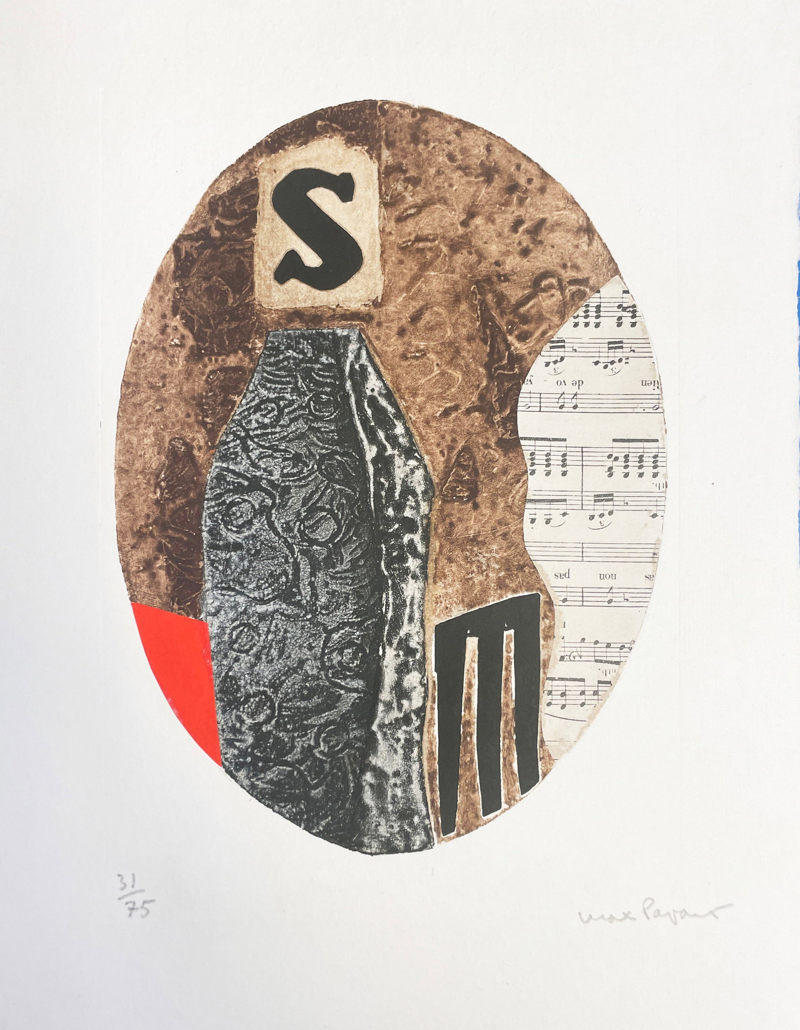 Max Papart - Untitled: Artist: Max Papart Title: Untitled Dimensions: 10 1/4in. by 13in. Edition: Numbered from the Rare Limited Edition of 75 Medium: Original etching with collage on paper Condition: Excellent Signature