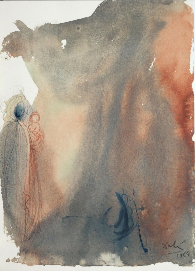 Salvador Dali - Behold the Virgin Shall Concieve: Artist: Salvador Dali Title: Behold the Virgin Shall Concieve Year: 1967 Dimensions: 19in. by 13.75in. Edition: From the rare limited edition Suite: Biblia Sacra Medium: Original lithograph on paper