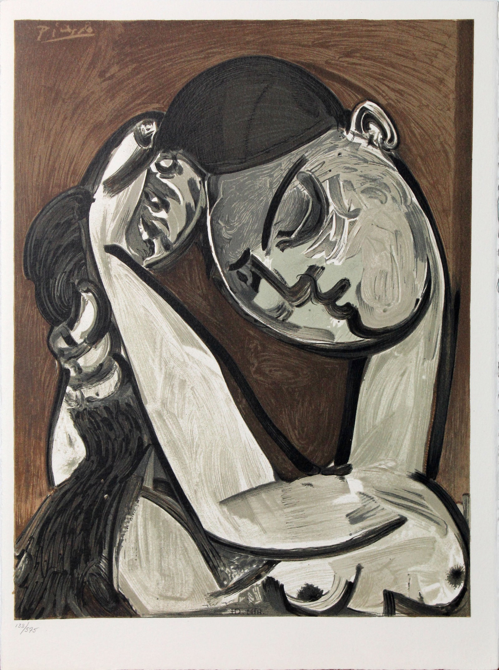 Pablo Picasso (After) - Woman Combing Her Hair: Artist: Pablo Picasso (After) Title: Woman Combing Her Hair Year: 1975 Dimensions: 14 x 10 in. Edition: From the rare limited edition 575 Publisher: Editions XXe Siecle, Paris, France Suite: San