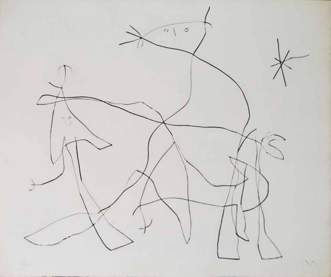 Joan Miro - Untitled XIV from "Flux de l'Aimant": Artist: Joan Miro Title: Untitled XIV from "Flux de l'Aimant" Year: 1964 Dimensions: 19in. by 23in. Edition: From the rare limited edition of 75 Publisher: Atelier Maeght Levallois Suite: Flux de