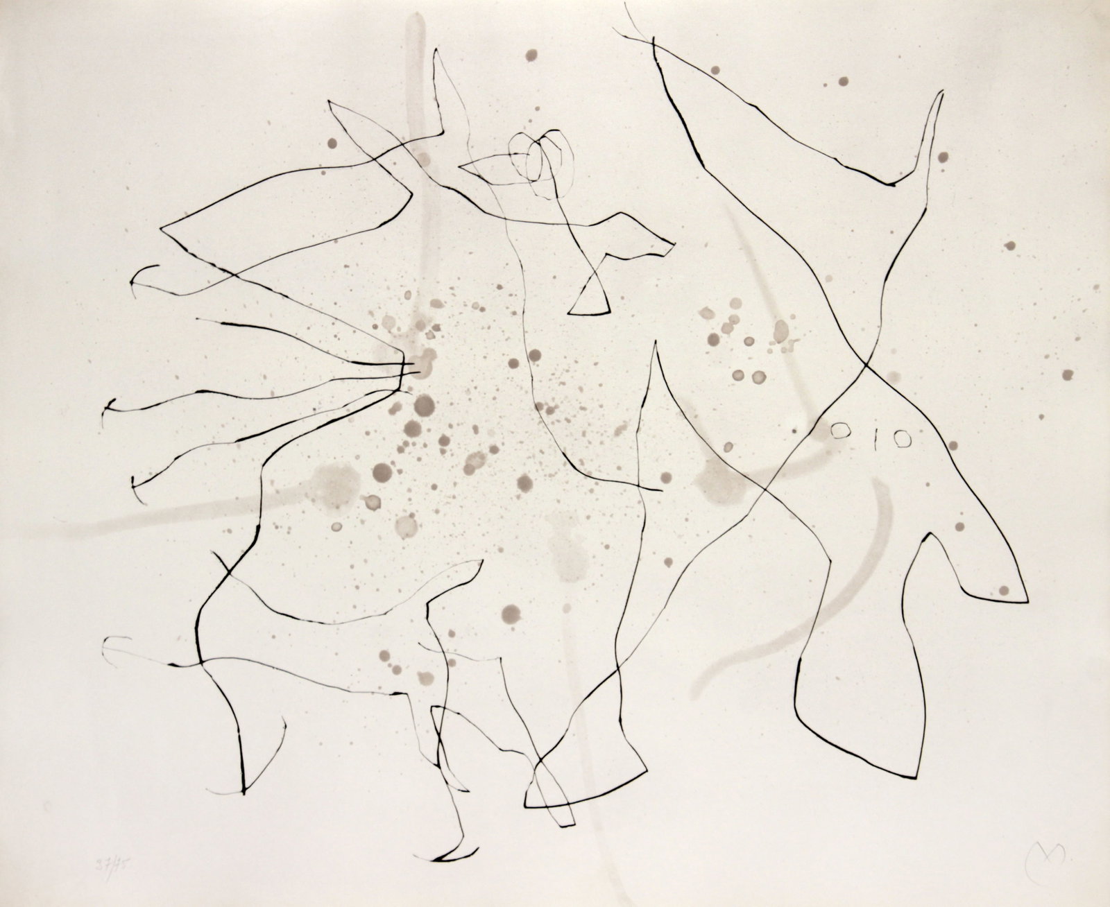 Joan Miro - Untitled IV from "Flux de l'Aimant": Artist: Joan Miro Title: Untitled IV from "Flux de l'Aimant" Year: 1964 Dimensions: 19in. by 23in. Edition: From the rare limited edition of 75 Publisher: Atelier Maeght Levallois Suite: Flux de