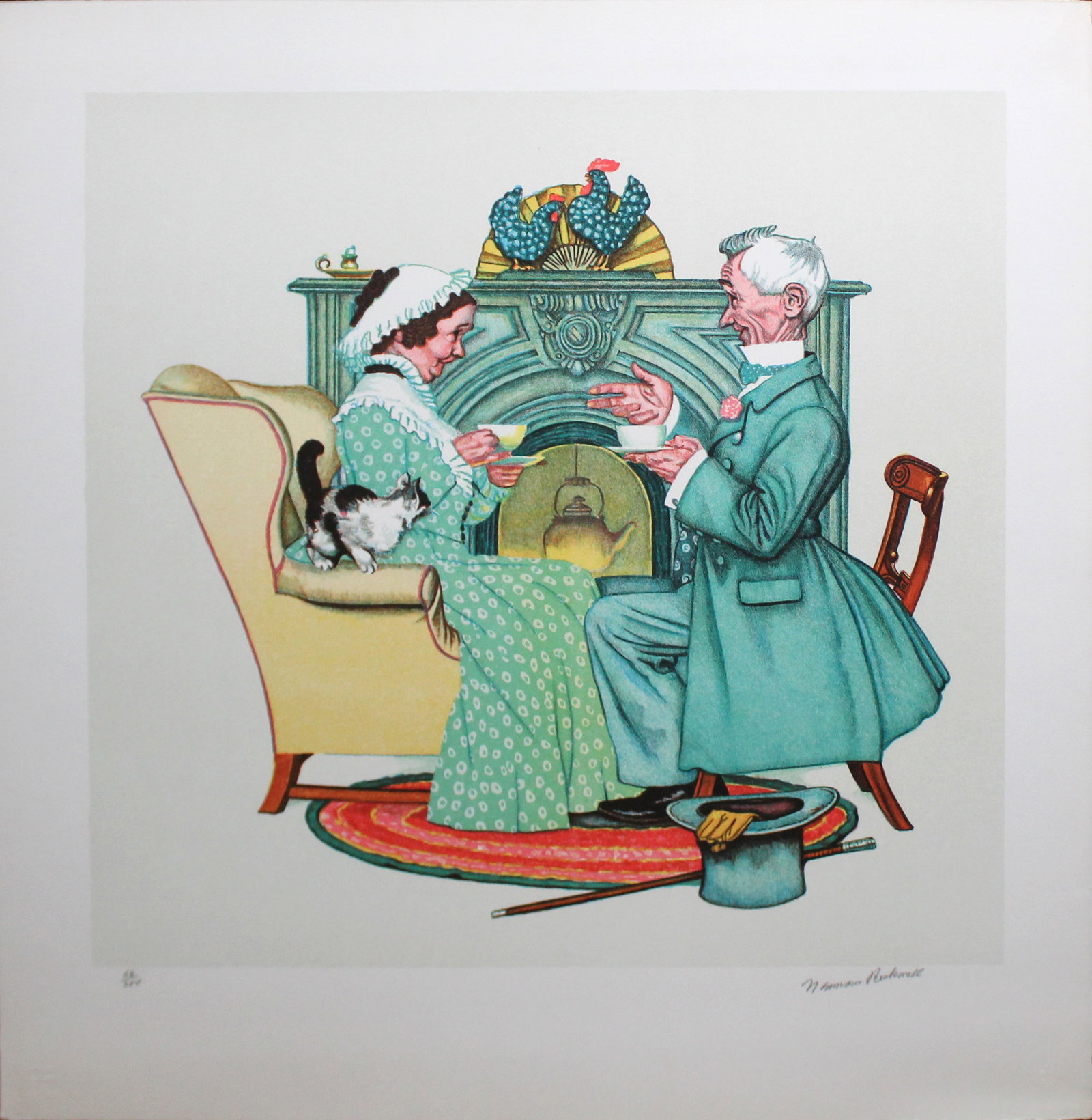 Norman Rockwell - Winter: Artist: Norman Rockwell Title: Winter Year: 1977 Dimensions: 21in. by 22in. Edition: Numbered from the Rare Limited Edition Publisher: Eleanor Ettinger Inc. New York Suite: Four Ages of Love Medium: