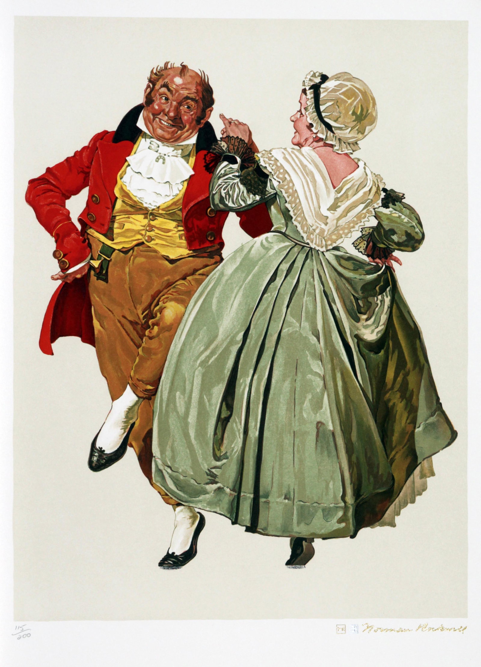 Norman Rockwell - Dancing Partners: Artist: Norman Rockwell Title: Dancing Partners Dimensions: 24in. by 19in. Edition: from the limited edition of 200 Medium: Original lithograph on paper Condition: Mint Signature Details: Gold stamp