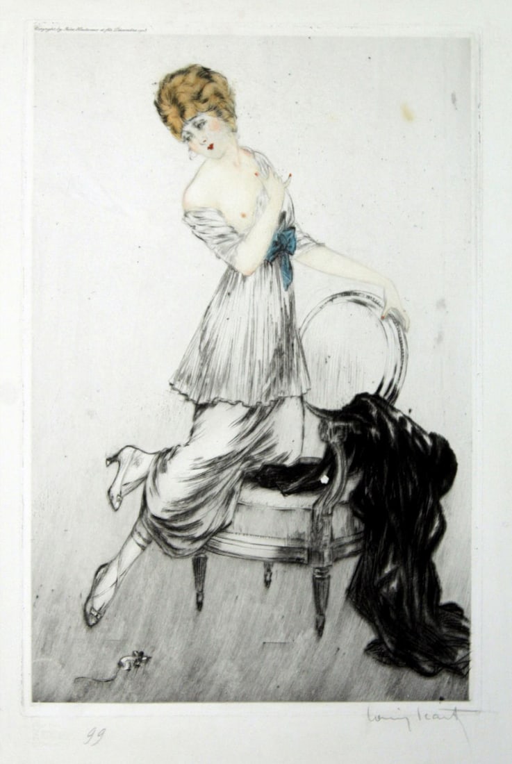Louis Icart - Mouse: Artist: Louis Icart Title: Mouse Year: 1913 Dimensions: 11.5in. by 7.75in. Edition: From the rare limited edition Medium: Original dry point etching with hand c