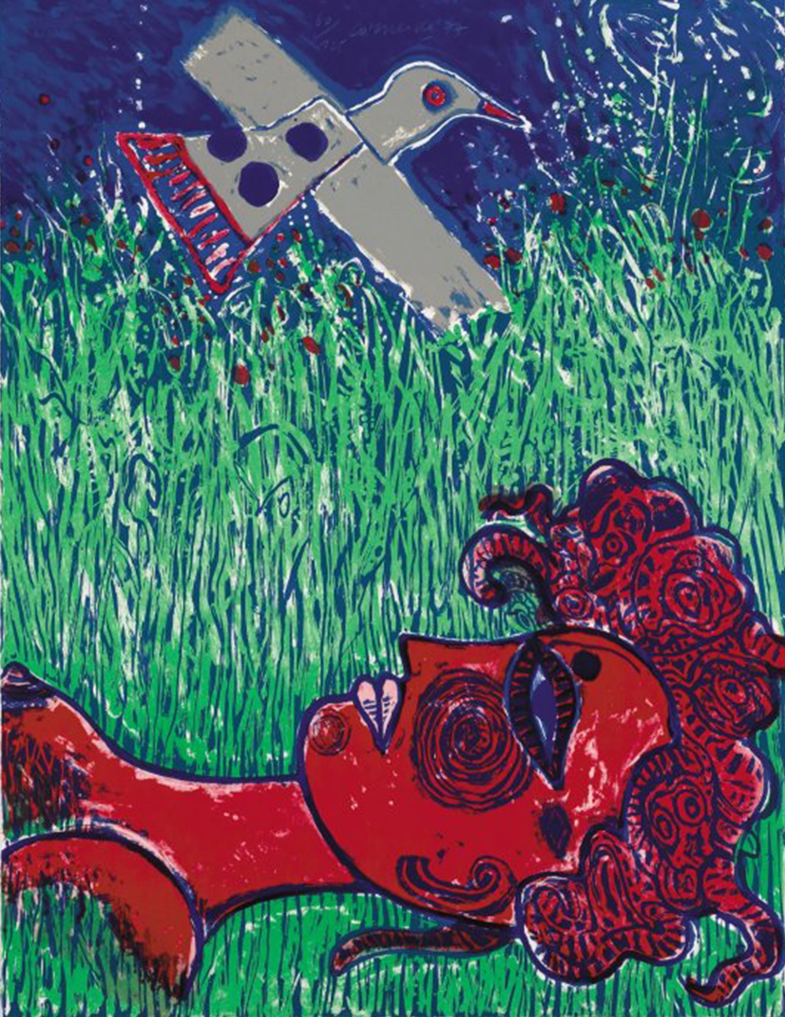 Corneille - Avant que la lune n'apparaisse le soleil: Artist: Corneille Title:Avant que la lune n'apparaisse le soleil Year: 1977 Dimensions: 25 11/16in. by 19 3/4in. Edition: From the limited edition of 125 Suite: L'Enchantement de l'ete Medium: