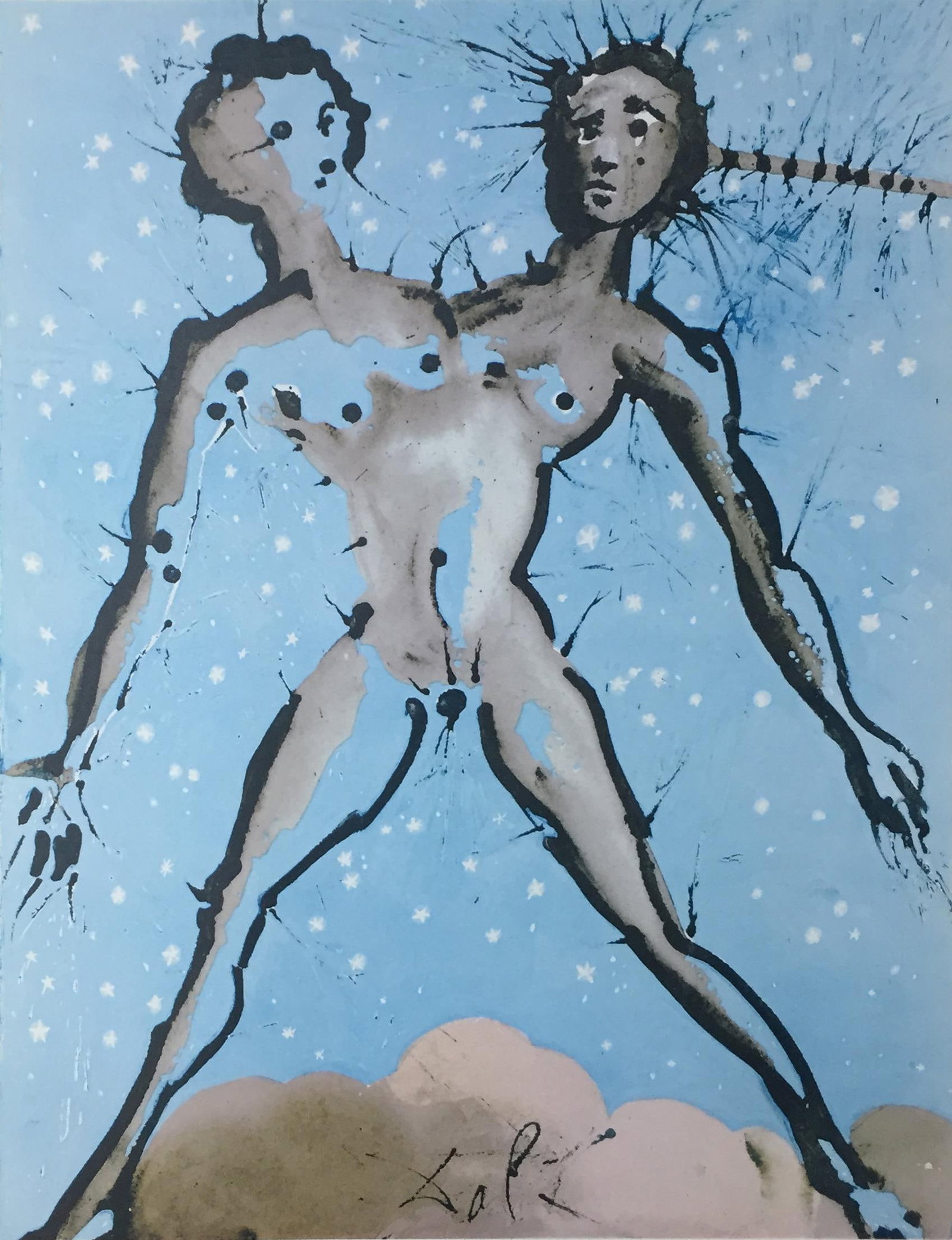 Salvador Dali - Gemini: Artist: Salvador Dali Title: Gemini Year: 1969 Dimensions: 14in. by 18in. Edition: From the Rare Limited Edition Publisher: Penn Prints Inc New York Suite: Signs of the Zodiac Medium: Lithograph in