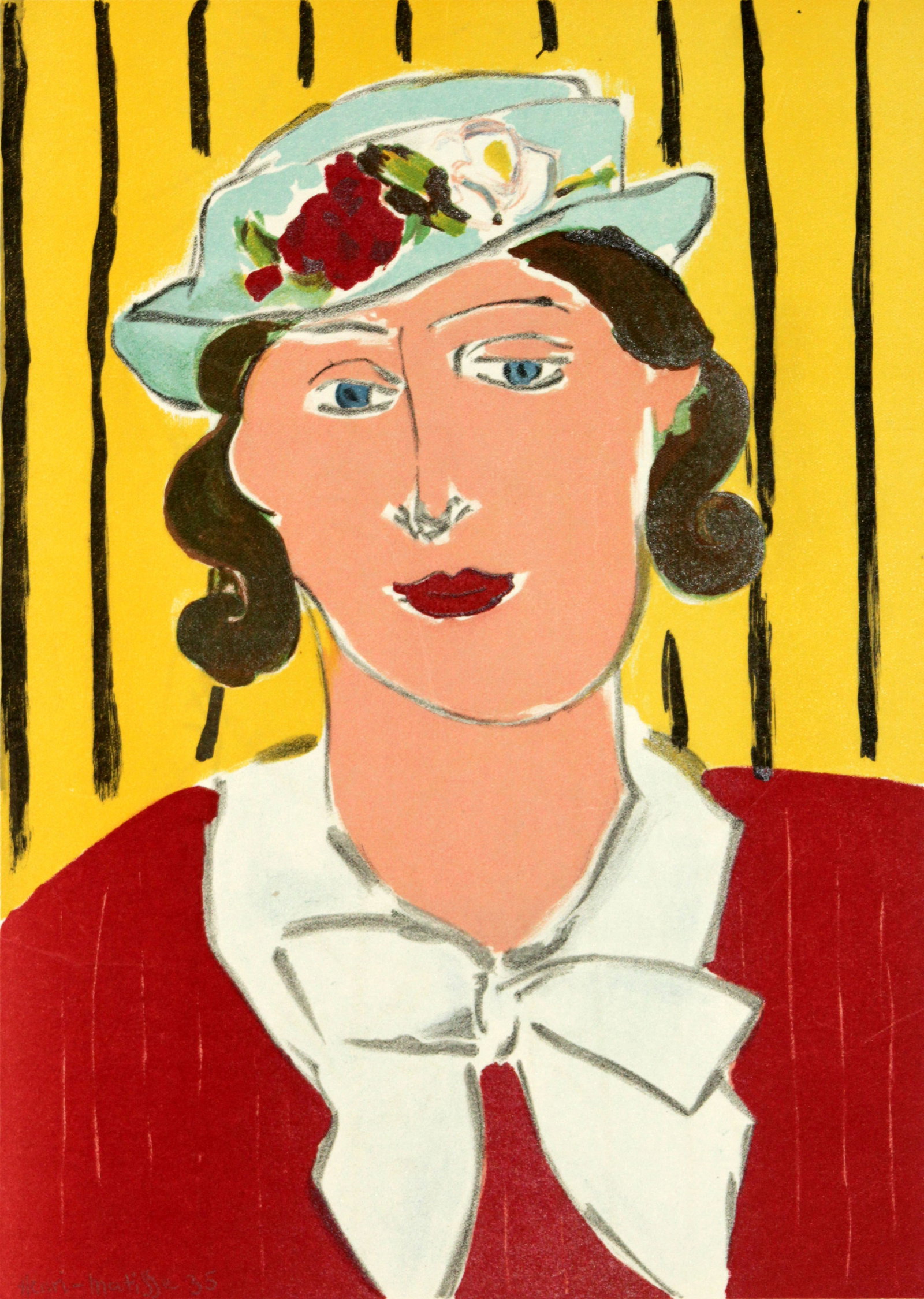 Henri Matisse - Woman with Hat: Artist: Henri Matisse Title: Woman with Hat Year: 1939 Dimensions: 13 3/4 x 10 1/4 in. Edition: From the rare limited edition Publisher: Verve, Paris Suite: Verve No 5-6 Medium: Original lithograph
