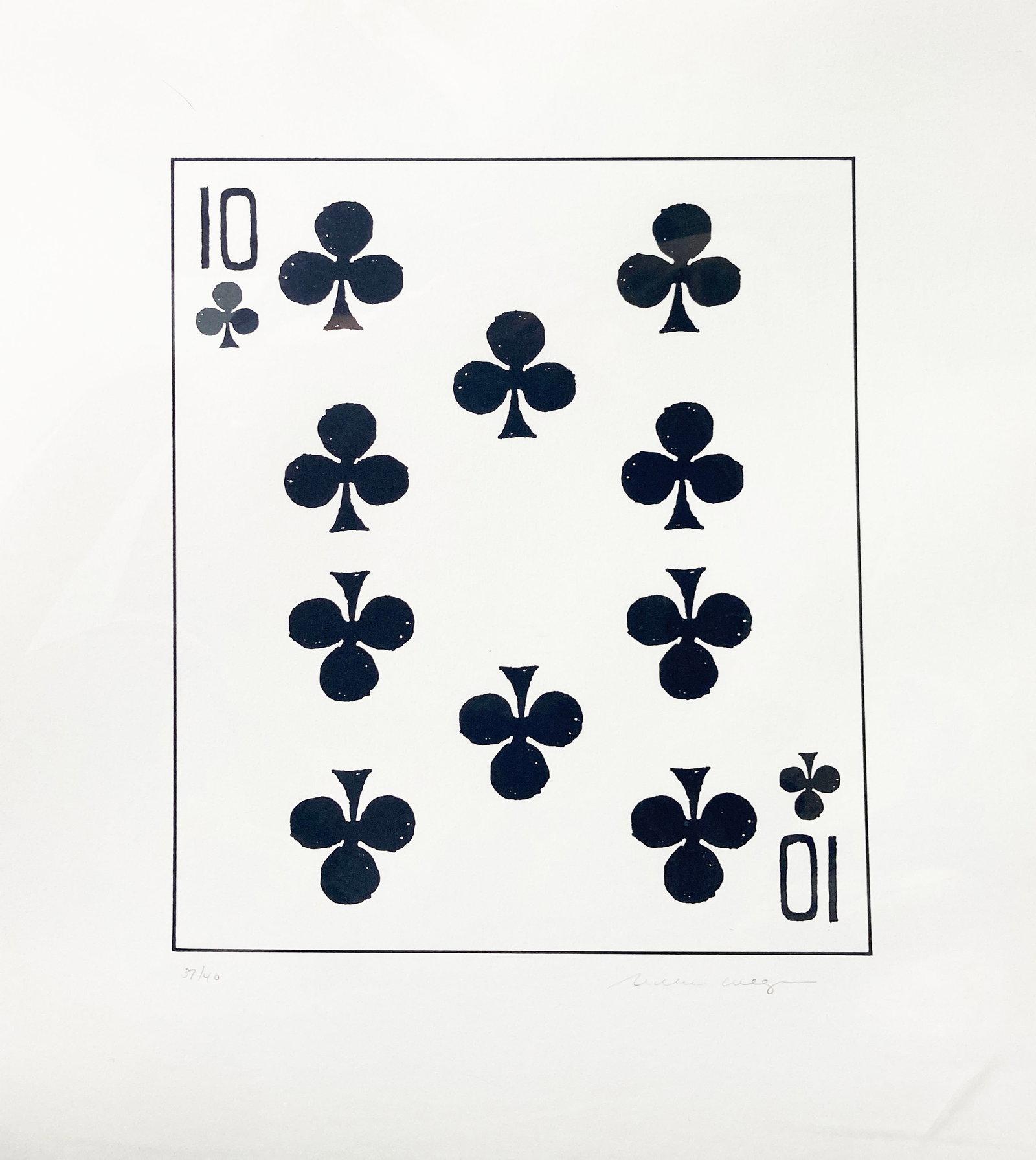 William Wegman - Ten of Clubs: Artist: William Wegman Title: Ten of Clubs Year: 1998 Dimensions: 25 1/2 x 20 in. Edition: From the rare limited edition of 40 Medium: Original Lithograph on Paper Condition: Excellent Signature