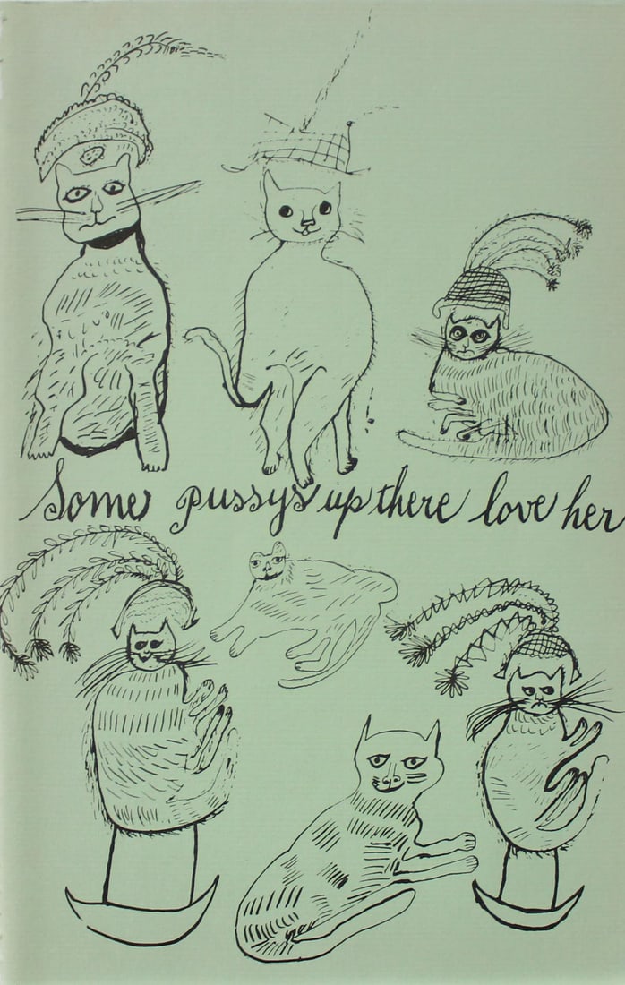 Andy Warhol - Some Pussys Up There Love Her: Artist: Andy Warhol Title: Some Pussys Up There Love Her Year: c. 1954 Dimensions: 5.5in. by 8.5in. Edition: From the rare limited edition Suite: Holy Cats. by