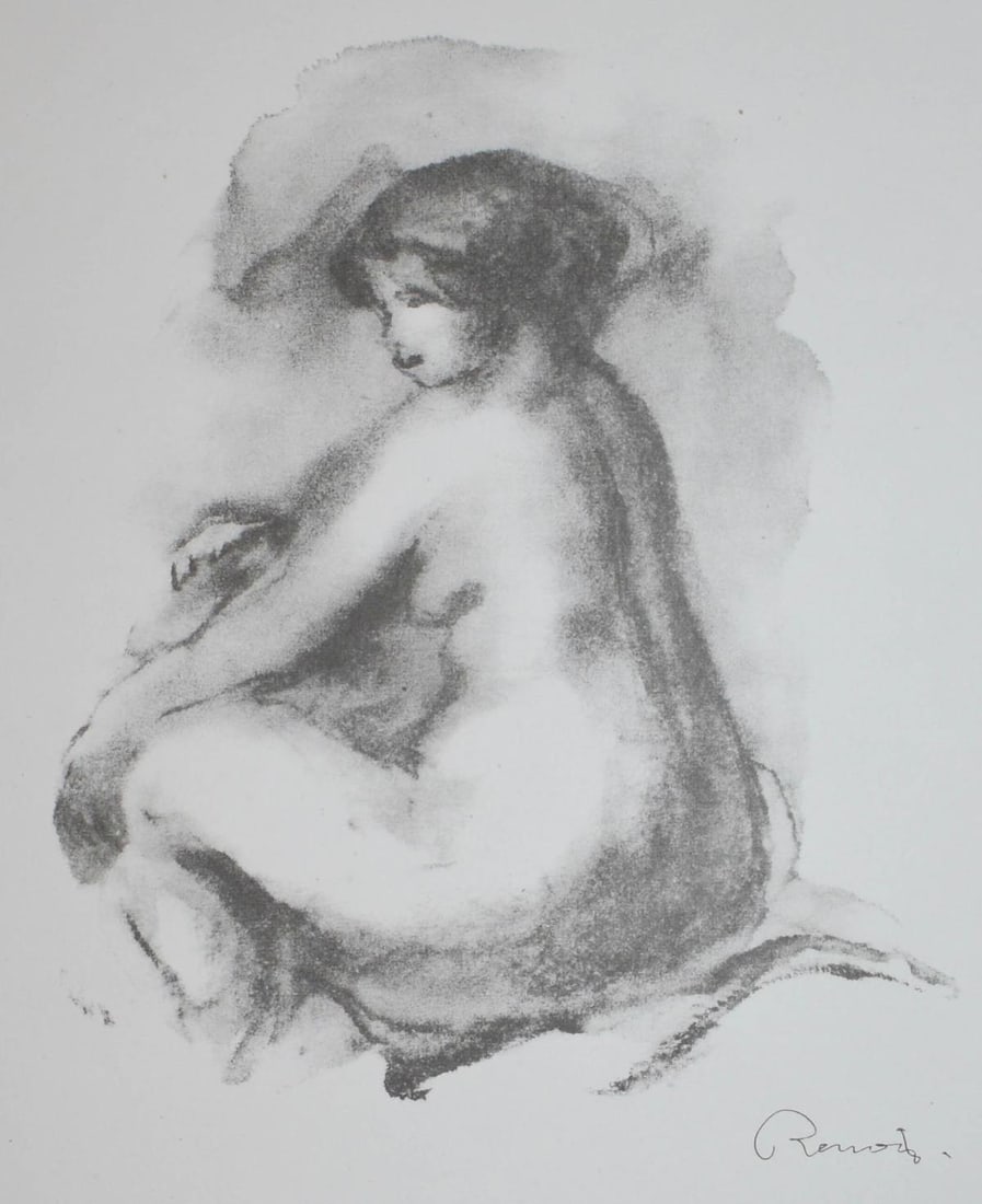 Pierre-Auguste Renoir - Etude de Femme Nue Assise: Artist: Pierre-Auguste Renoir Title: Etude de Femme Nue Assise Year: 1919 Dimensions: 10in. by 13in. Edition: From the Rare Limited Edition of 950 Suite: Douze Lithographies Medium: Original