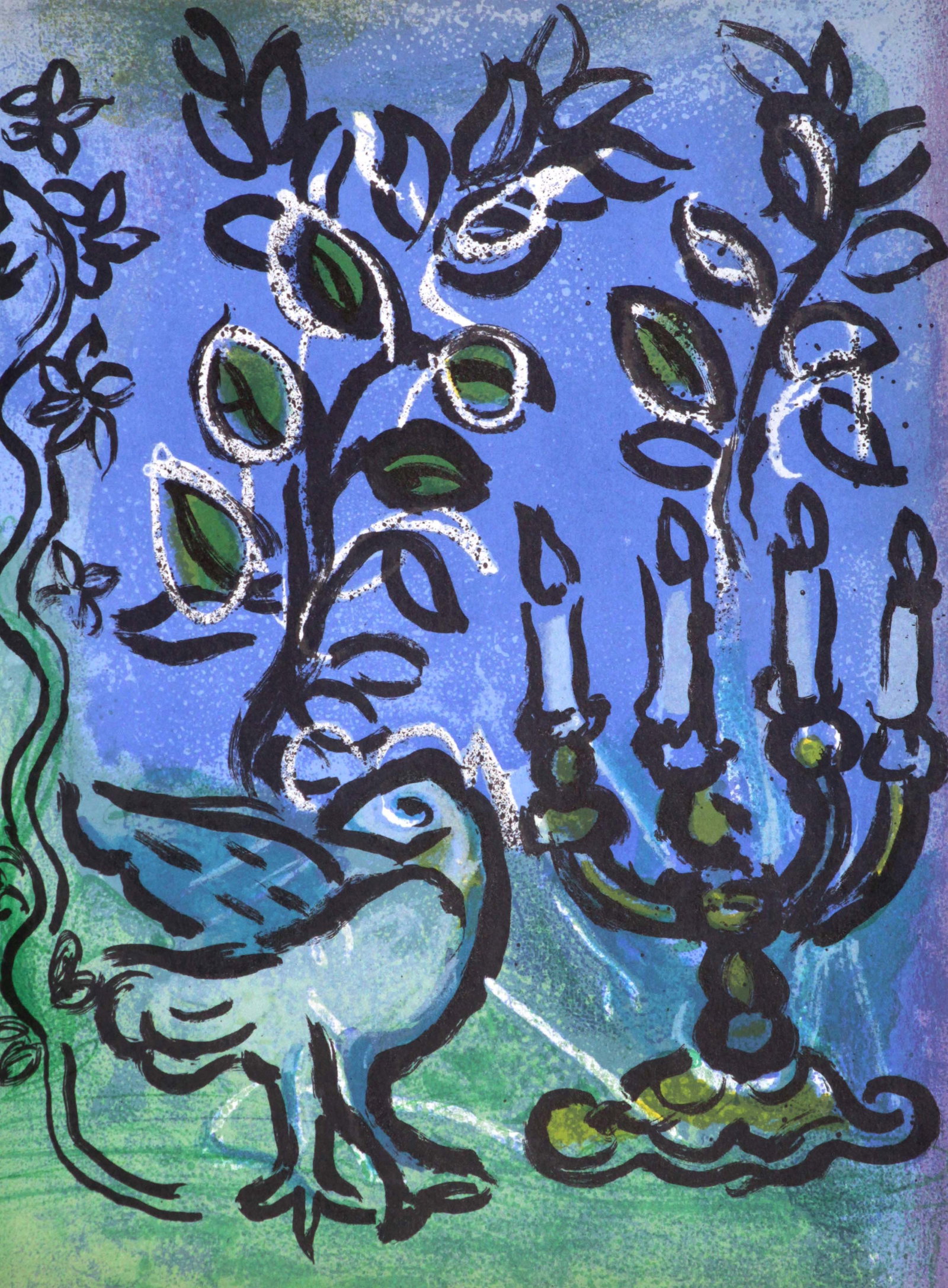 Marc Chagall - The Candlestick: Artist: Marc Chagall Title: The Candlestick Year: 1960 Dimensions: 12 1/2 x 9 1/2 in. Edition: From the rare limited edition Publisher: Andre Sauret, Monte Carlo Suite: The Lithographs of Chagall,