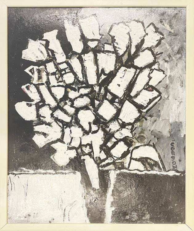 Corson - Untitled Flowers: Artist: Corson Title: Untitled Flowers Dimensions: 16 1/4in. by 21in. Edition: Unique original one of a kind artwork Medium: Original oil painting on board Condition: Excellent Signature Details: