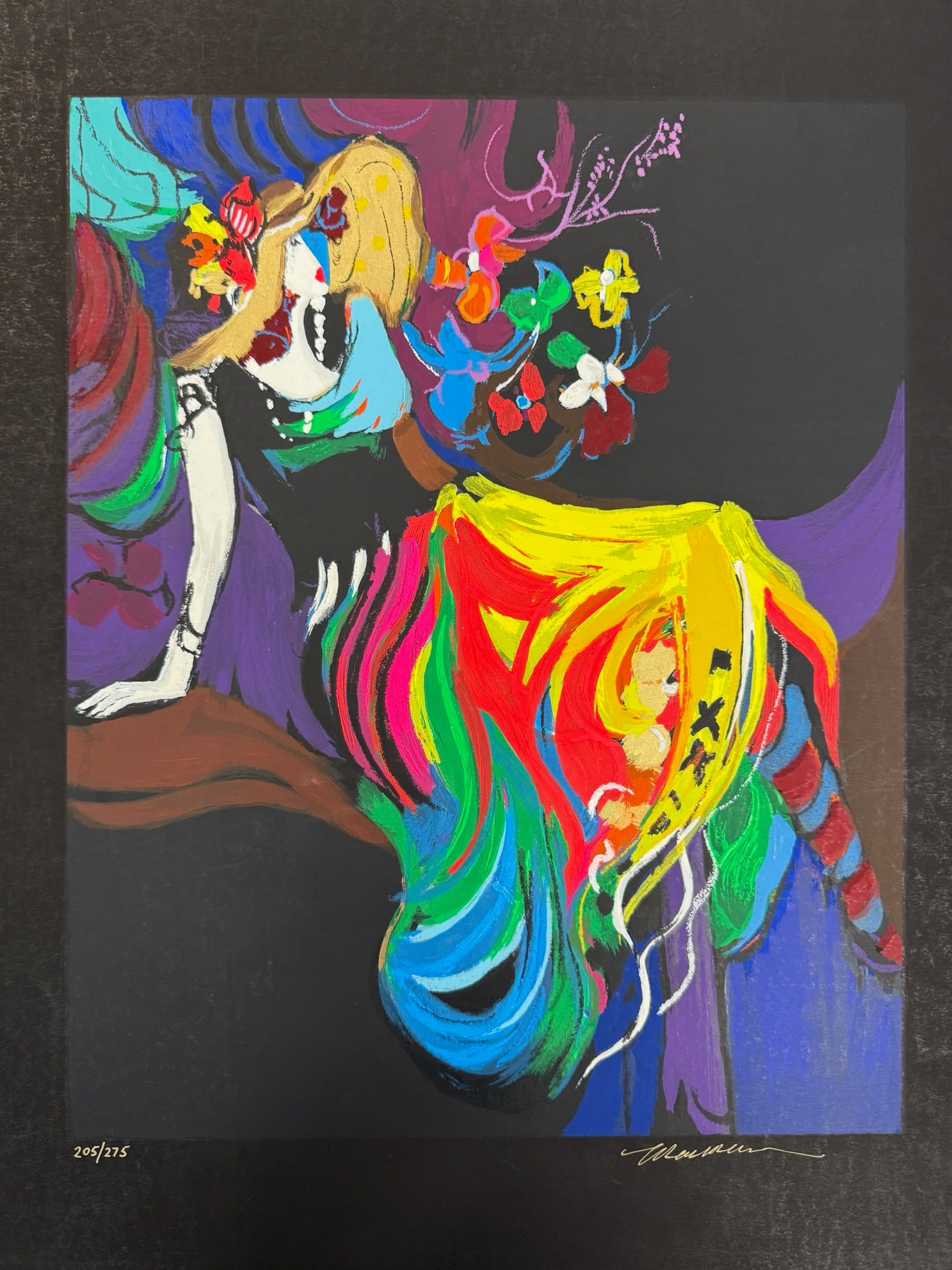 Isaac Maimon - Jeune femme assise: Artist: Isaac Maimon Title: Jeune femme assise Dimensions: 23 x 18 in. Edition: From the rare limited edition of CXXV Medium: Original Lithograph in Colors on Black Paper