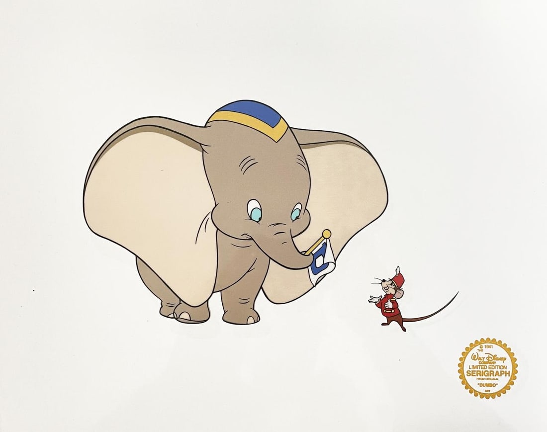 Disney - Dumbo: Artist: Disney Title: Dumbo Dimensions: 13.75in. by 10in. Edition: From a rare limited edition Medium: Serigraph cel Condition: Excellent Signature Details: Stamped in lower left corner with official