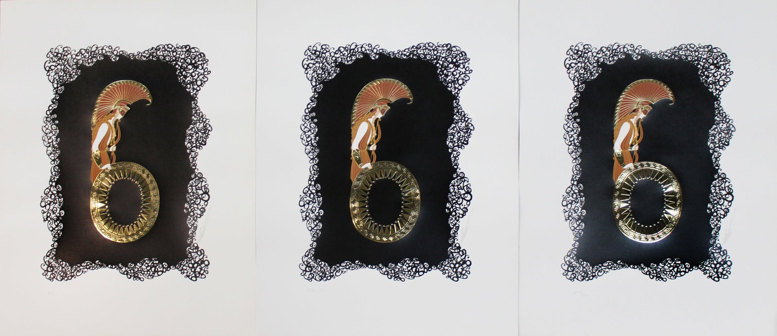 Erte 666 (3 Prints): Artist: Erte Title: 666 (3 Prints) Year: 1976 Dimensions: Each sheet 17in. by 22 1/2in. Edition: From the rare limited edition of 350 Publisher: Atelier Gourdon Atelier Arcay Paris; American Atelier