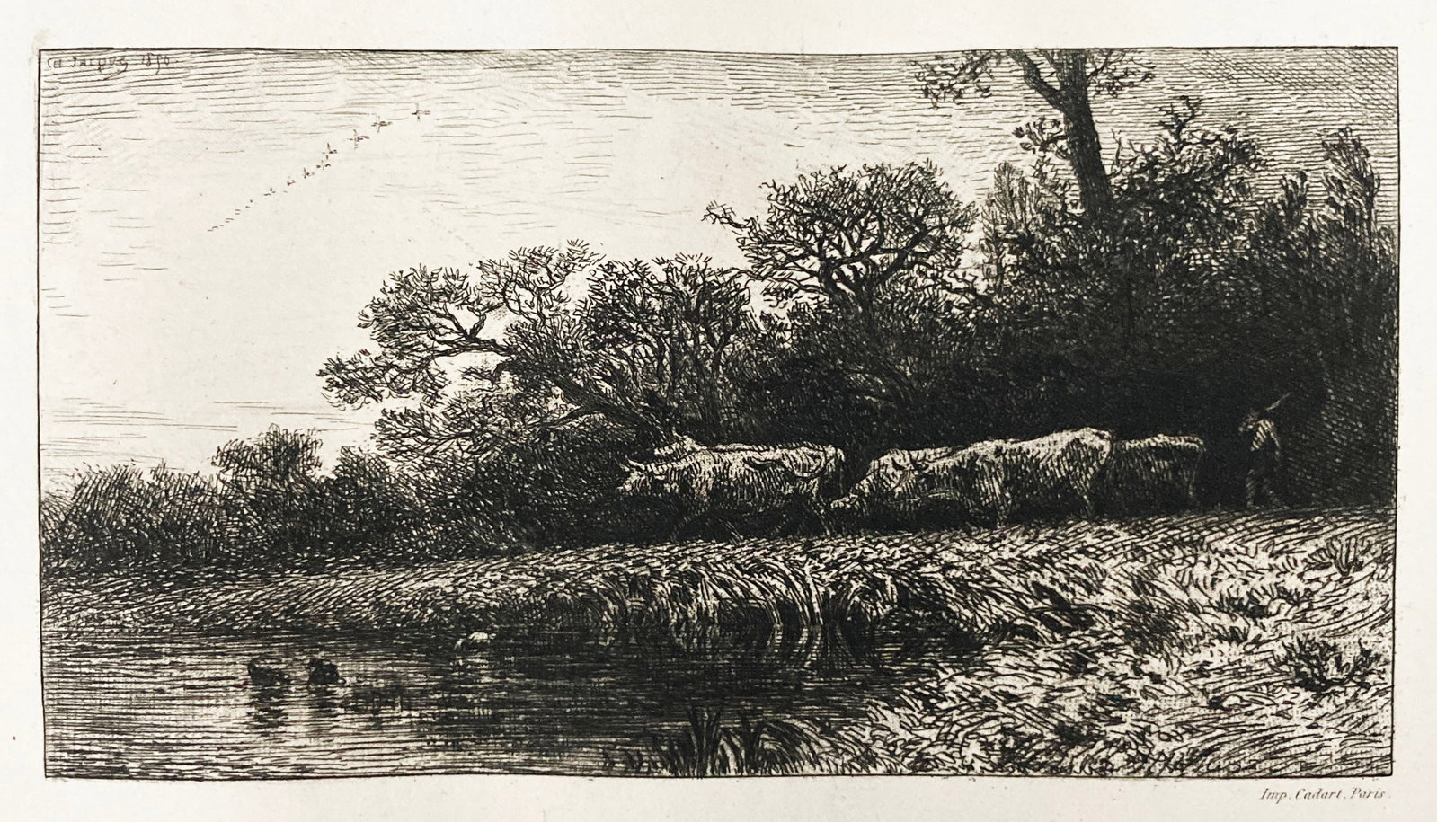 Charles Emile Jacque - Landscape Evening (1 of 1)
