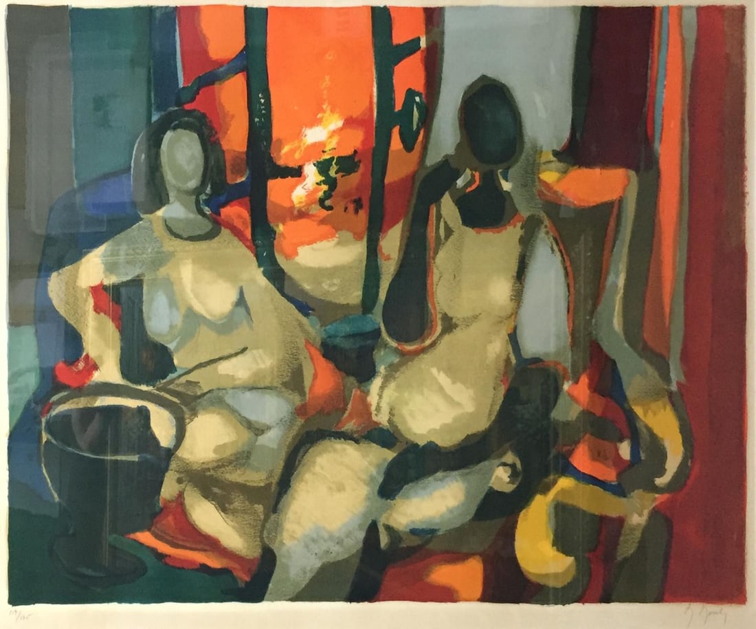 Marcel Mouly - Les Deux Debutantes: Artist: Marcel Mouly Title: Les Deux Debutantes Dimensions: 22 1/2in. by 29 1/2in. Edition: From the rare limited edition of 175 Medium: Original lithograph on wove paper Condition: Excellent