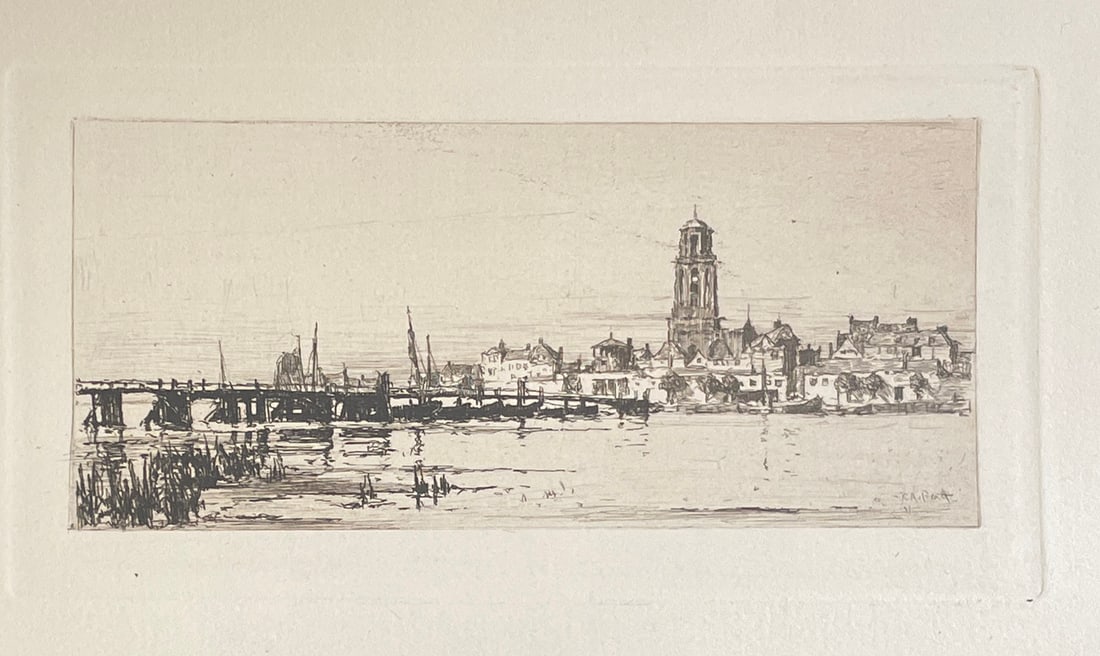 Charles A. Platt - Deventer Holland: Artist: Charles A. Platt Title: Deventer Holland Year: 1886 Dimensions: 12 5/16in. by 9 11/16in. Edition: From the rare limited edition Suite: New York Etching Club 1888-1889 Medium: Original Etching