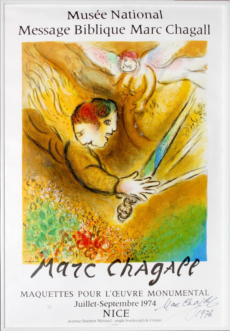 Marc Chagall - Mus?e National Message Biblique for: Artist: Marc Chagall Title: Musee National Message Biblique for Marc Chagall Exhibition Year: 1974 Dimensions: 30in. by 20in. Edition: From the rare limited edition