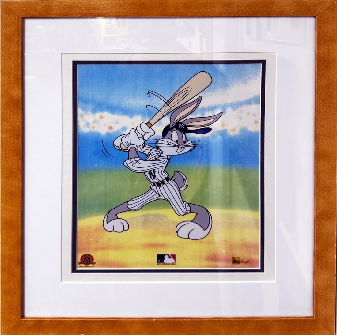 Looney Tunes - Bugs Bunny at Bat for the Yankees: Artist: Looney Tunes Title: Bugs Bunny at Bat for the Yankees Dimensions: 22 x 18 in. Edition: From the rare Limited Edition Publisher: Warner Bros Medium: Serigraph cel Condition: Excellent Comes