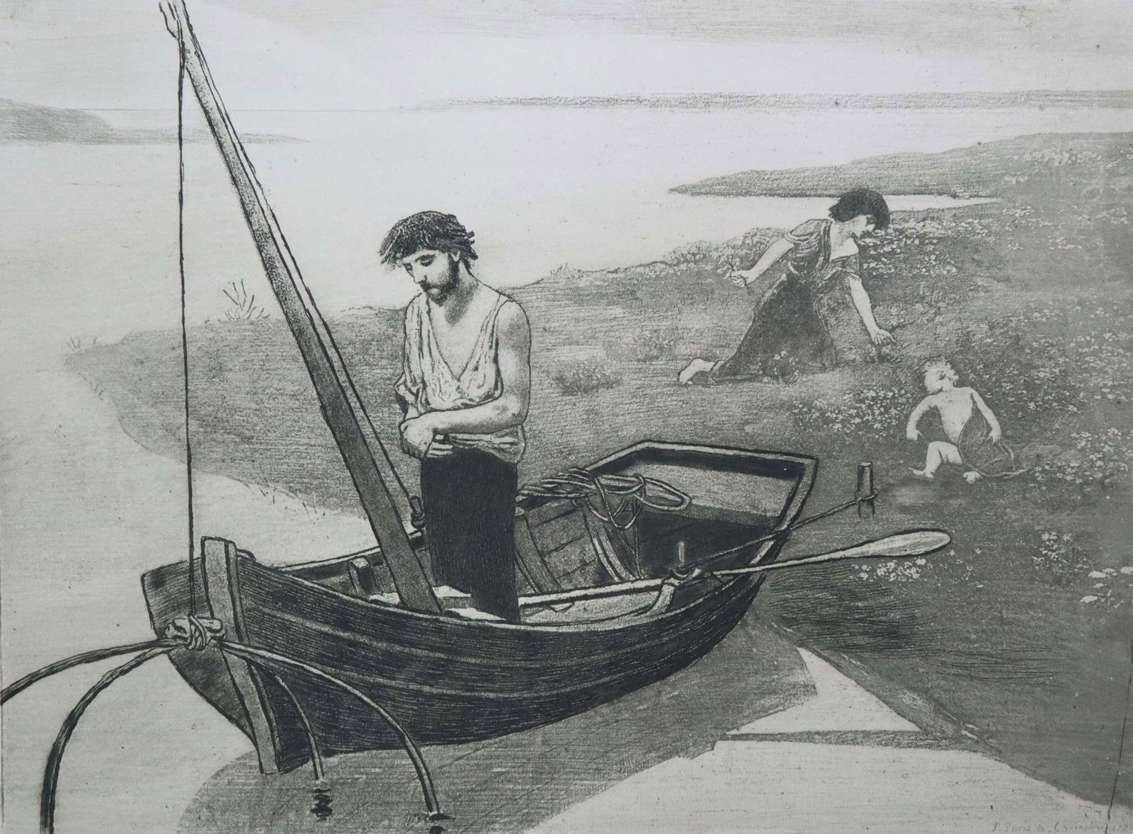 Yuval Mahler - Pauvre Pecheur: Artist: Yuval Mahler Title: Pauvre Pecheur Year: 1904 Dimensions: 9 3/8 x 12 3/8 in. Edition: From the rare limited edition Publisher: L'Atelier d'Art Suite: Leau Forte Medium: Original Etching on
