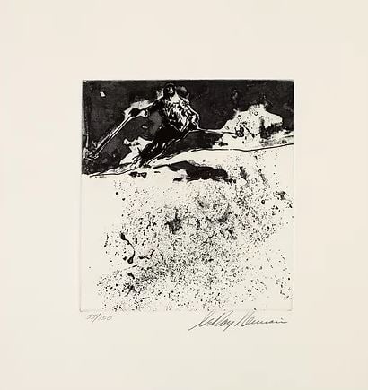 Leroy Neiman - Skiing VII: Artist: Leroy Neiman Title: Skiing VII Year: 1972 Dimensions: 8 1/4 x 7 3/8 in. Edition: From the limited edition of 150 Suite: Skiing Suite Medium: Original etching on paper Condition: Excellent