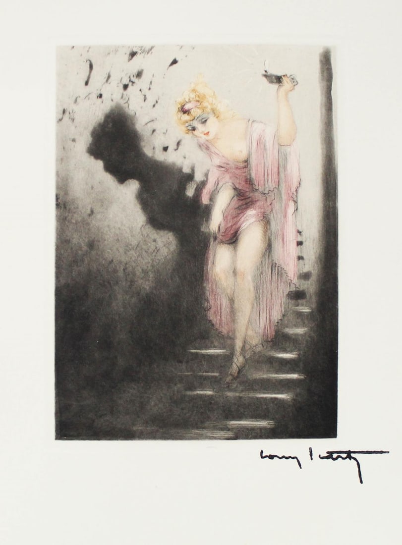 Louis Icart - Untitled XVIII from "Les Amours de Psyche de Cupidon": Artist: Louis Icart Title: Untitled XVIII from "Les Amours de Psyche de Cupidon" Year: 1949 Dimensions: 13in. by 10in. Edition: From the rare limited edition of 150 Publisher: Editions de la Cite