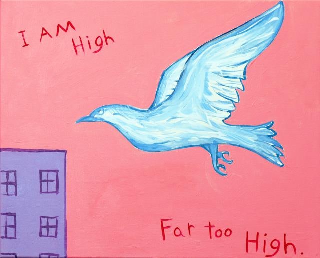 Matthew Steinberg - Far too High: Artist: Matthew Steinberg Title: Far too High Year: 2023 Dimensions: 16in. by 20in. Edition: One-of-a-Kind Orginal painting Publisher: Peanut Gallery <