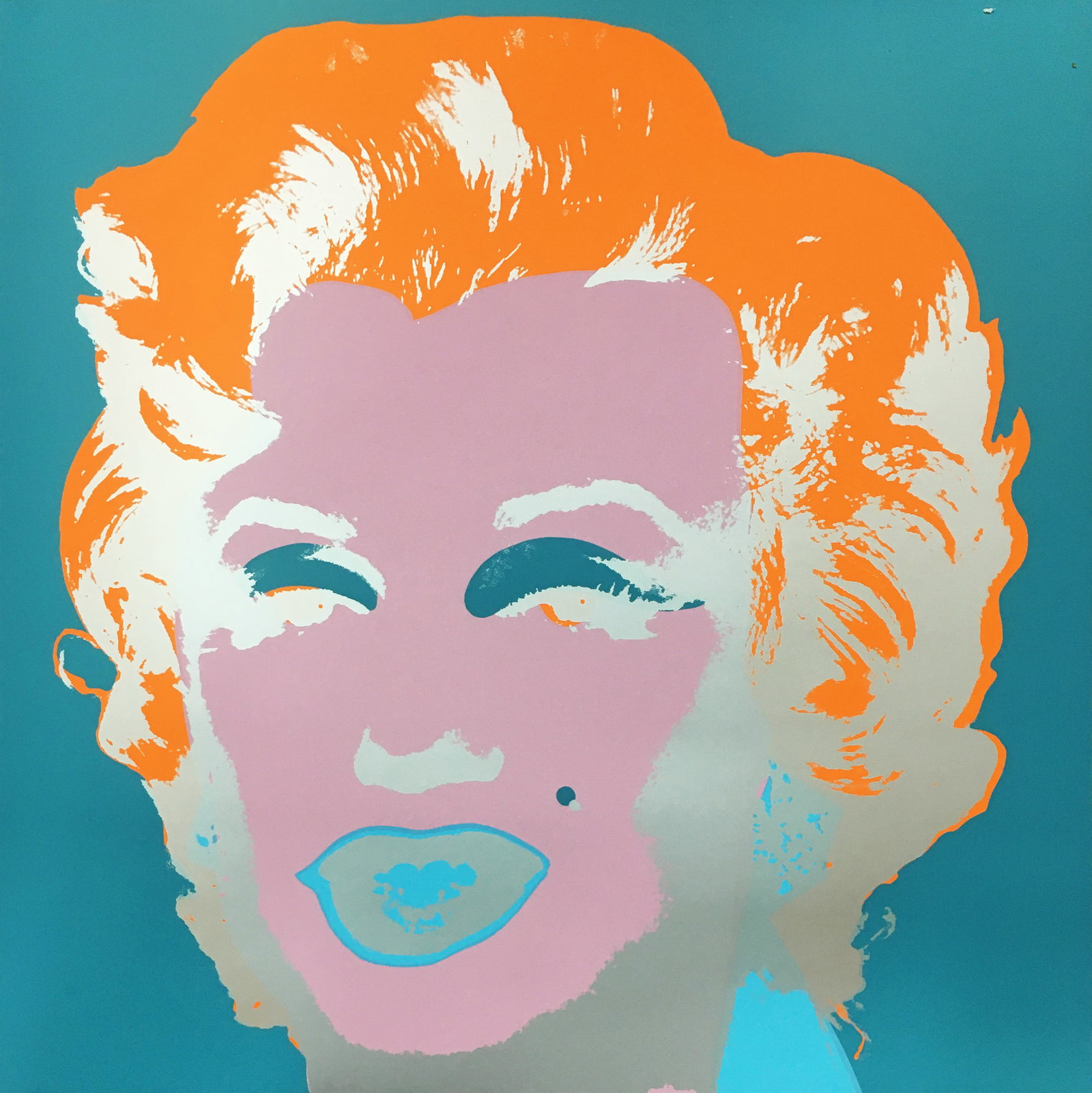 Andy Warhol After - Marilyn (Orange/Blue): Artist: Andy Warhol After Title: Marilyn (Orange/Blue) Dimensions: 35.3in. by 35.3in. Edition: From the "Sunday B. Morning" edition Publisher: Sunday B. Morning Medium: Screenprint on museum board