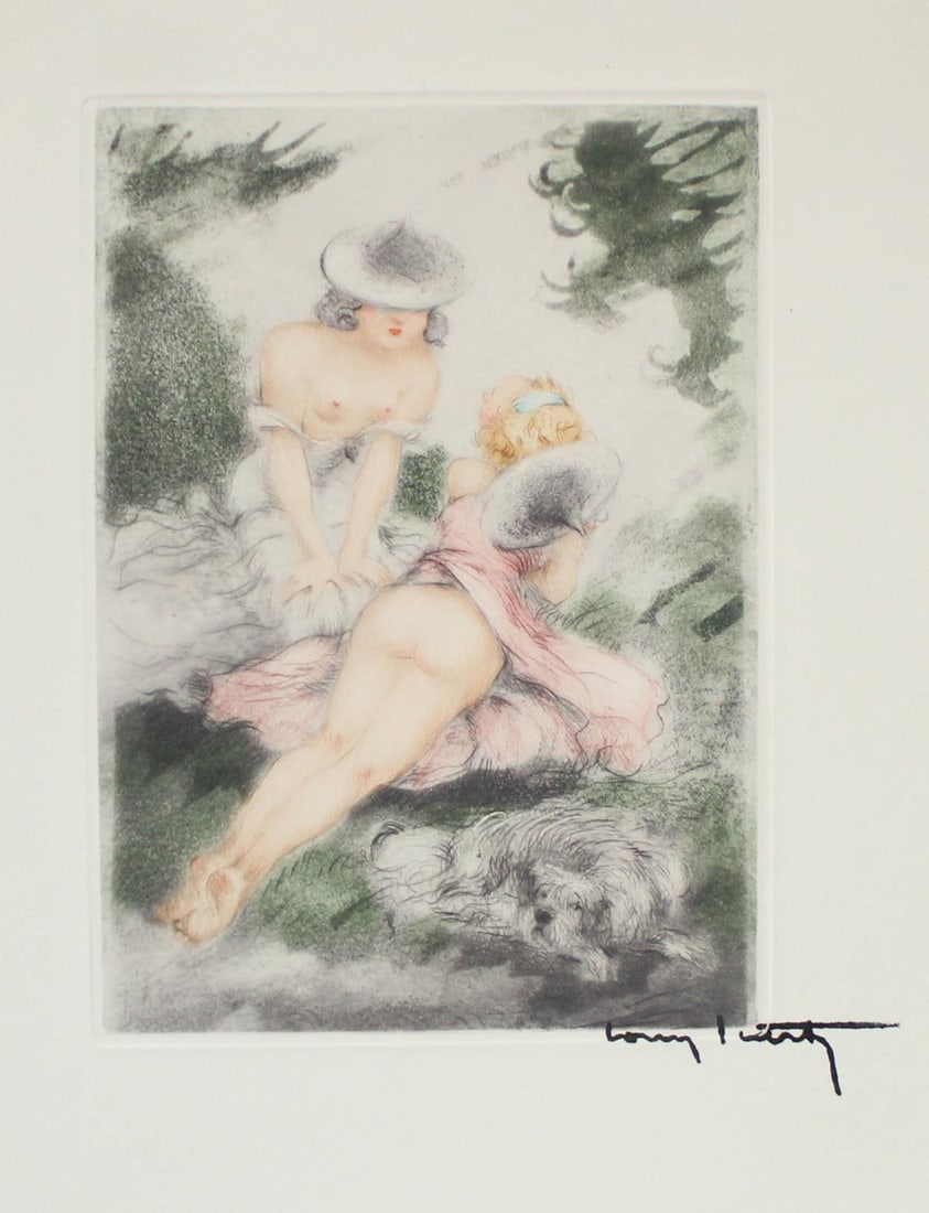 Louis Icart - Untitled XIII from "Les Amours de Psyche de Cupidon": Artist: Louis Icart Title: Untitled XIII from "Les Amours de Psyche de Cupidon" Year: 1949 Dimensions: 13in. by 10in. Edition: From the rare limited edition of 150 Publisher: Editions de la Cite